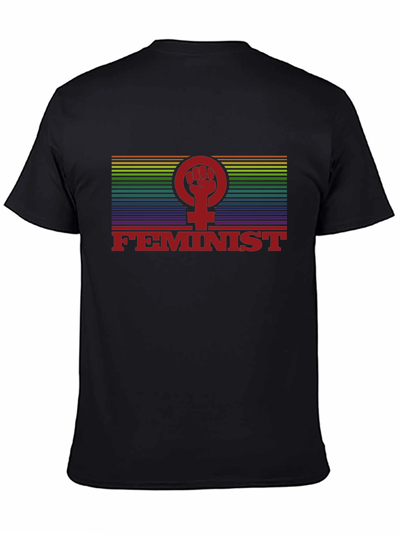 Feminist Rainbow Pride Fist T-Shirt - Black