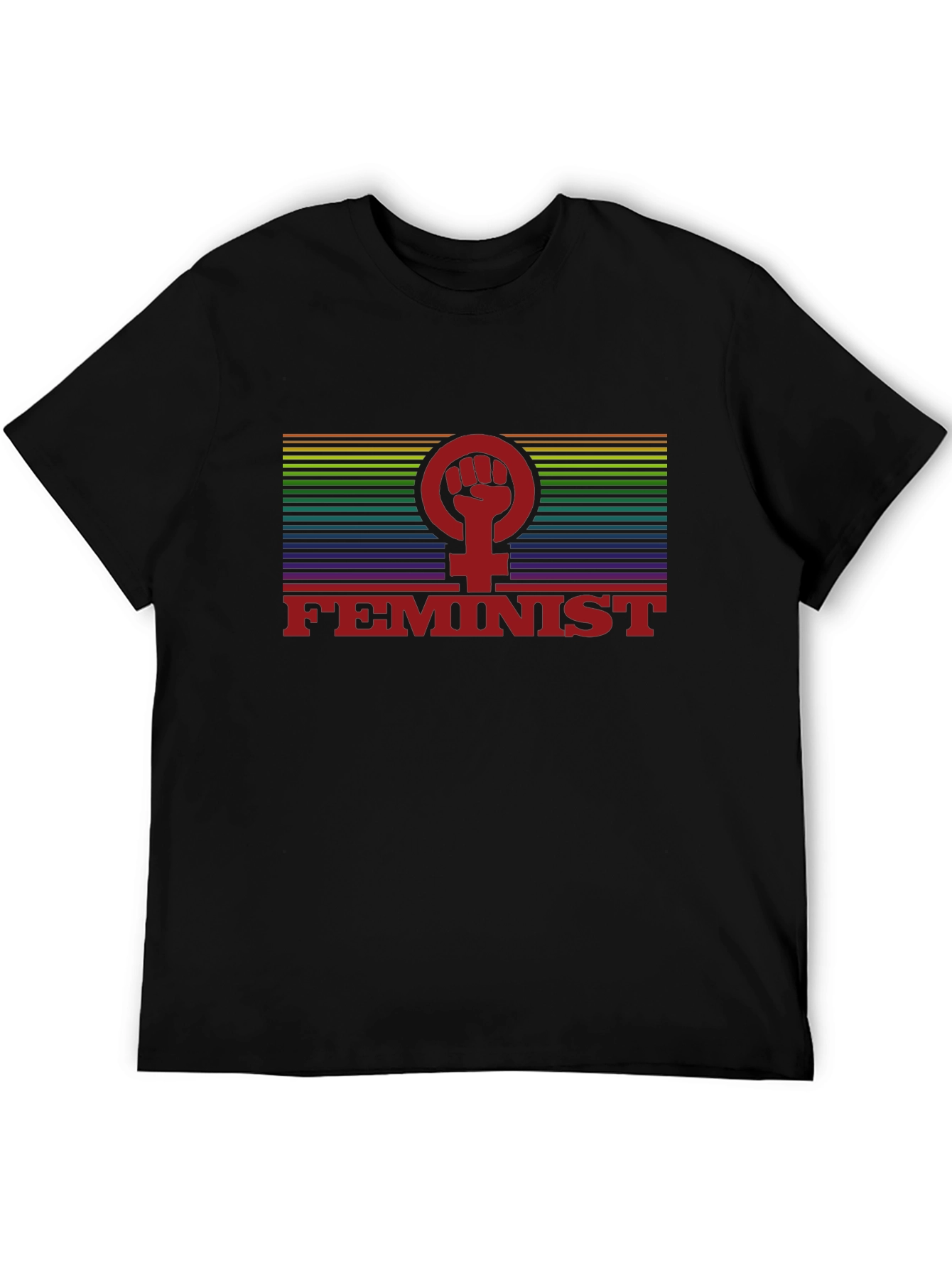 Feminist Rainbow Pride Fist T-Shirt - Black