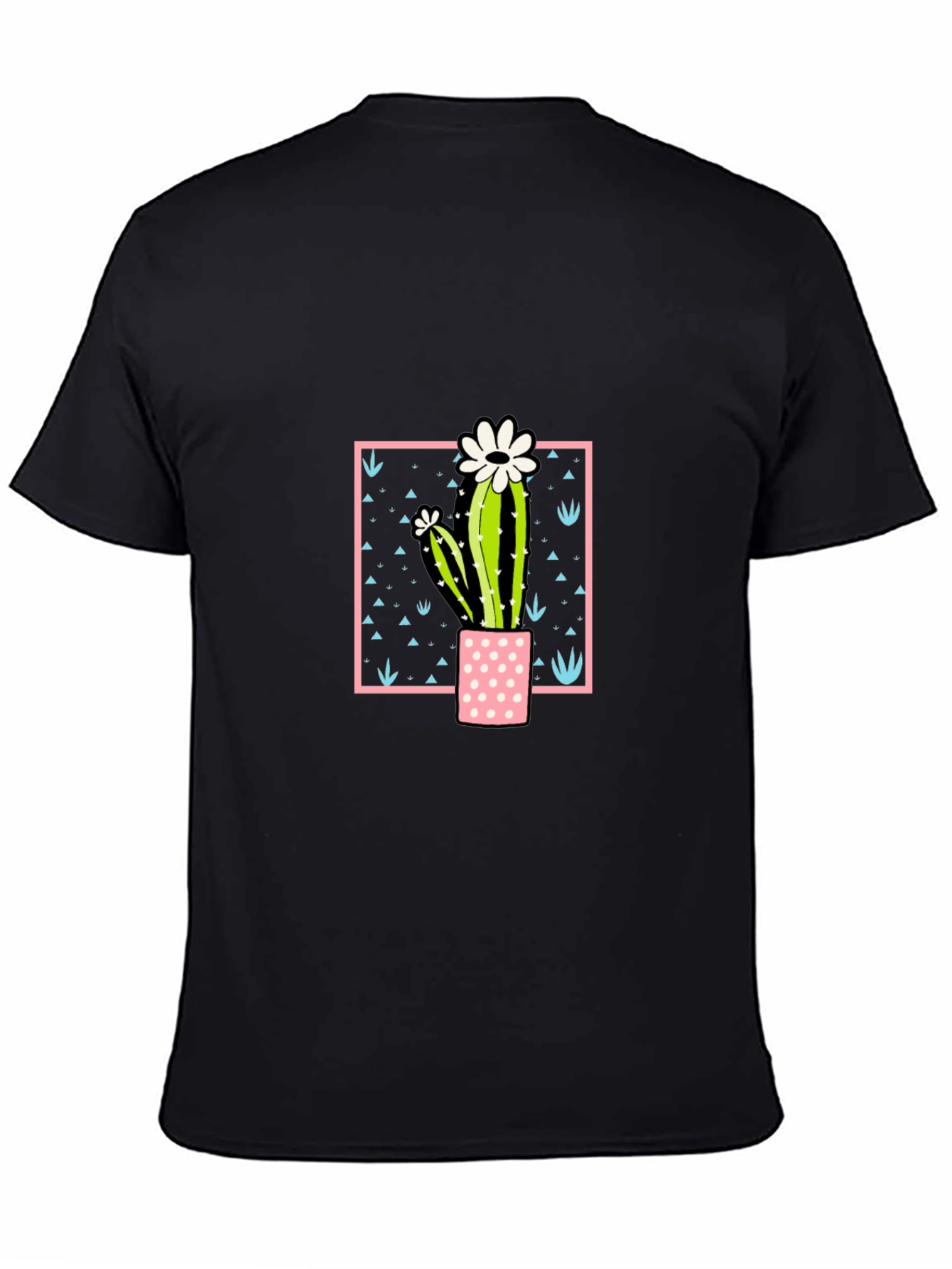 Cactus Flower Graphic Print Black T-Shirt
