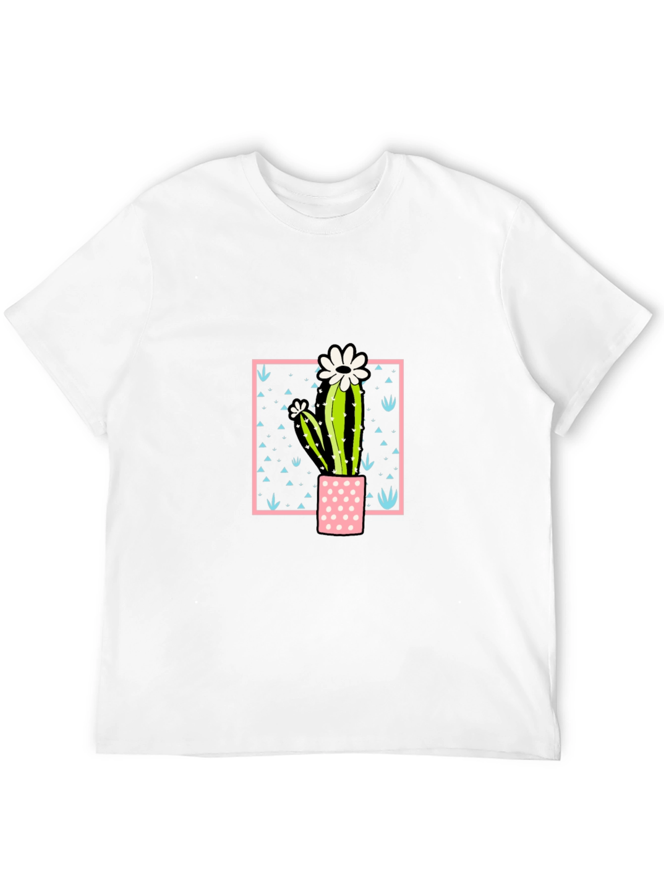 Cactus Flower Graphic Print Black T-Shirt