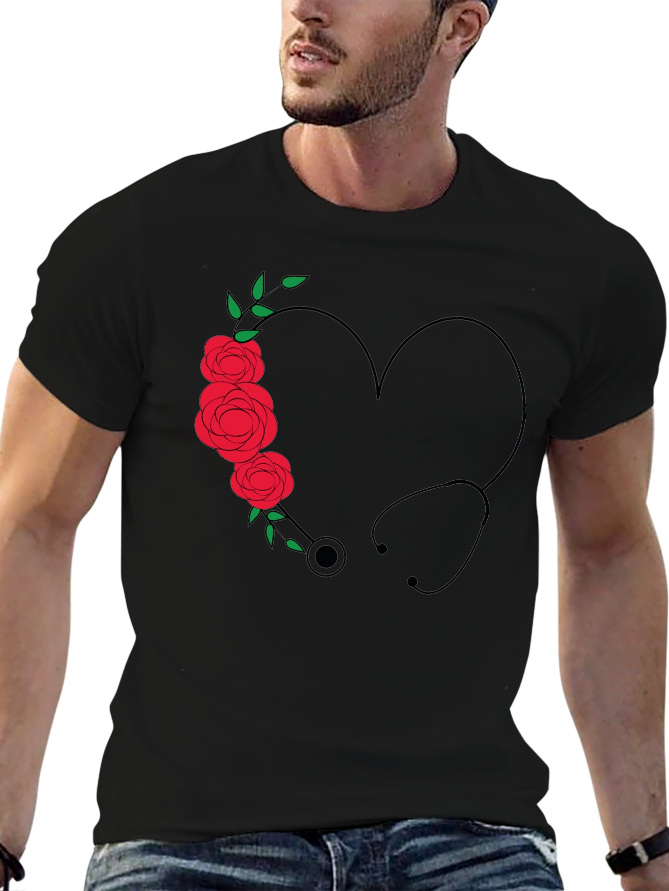 Floral Stethoscope Heart Tee