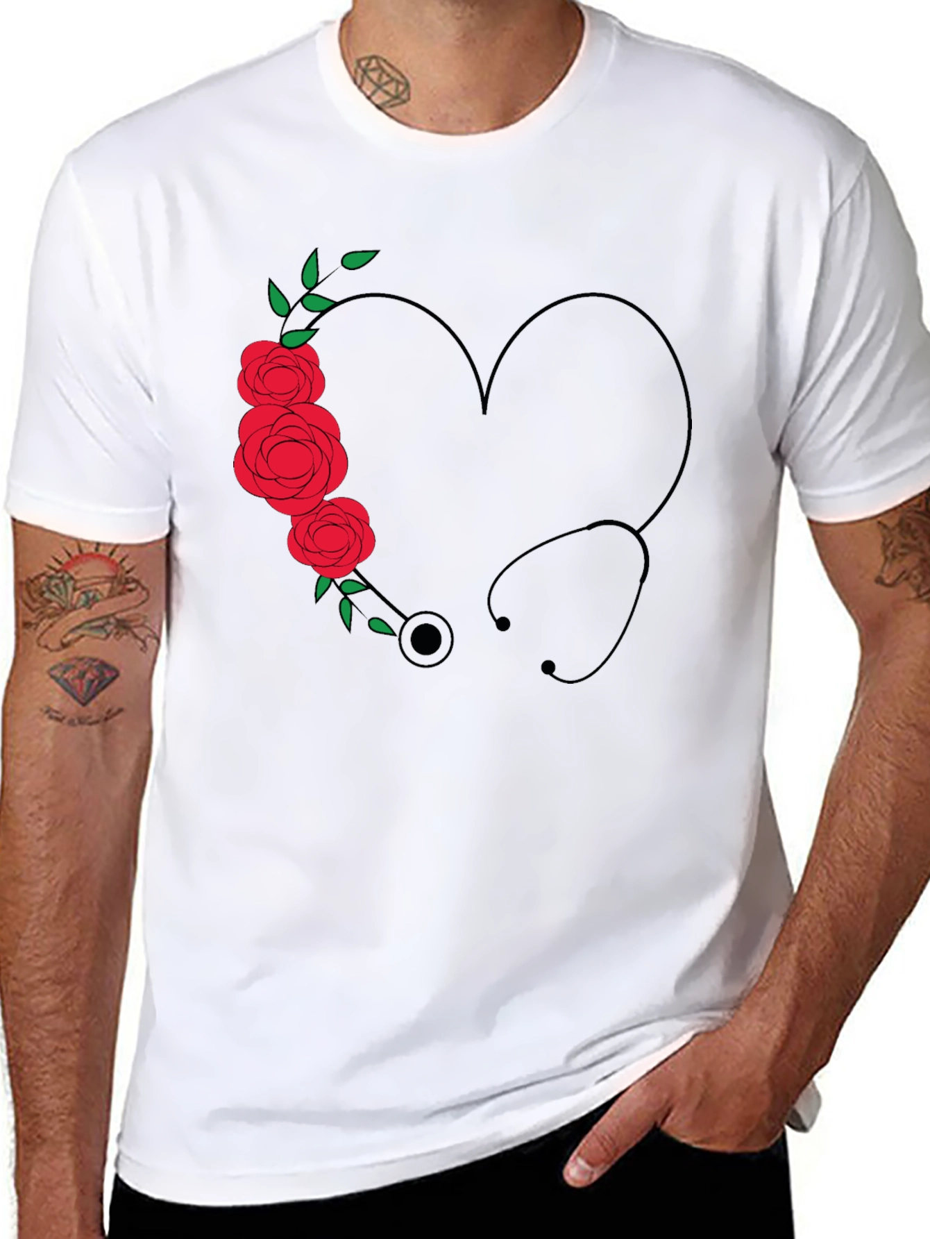 Floral Stethoscope Heart Tee