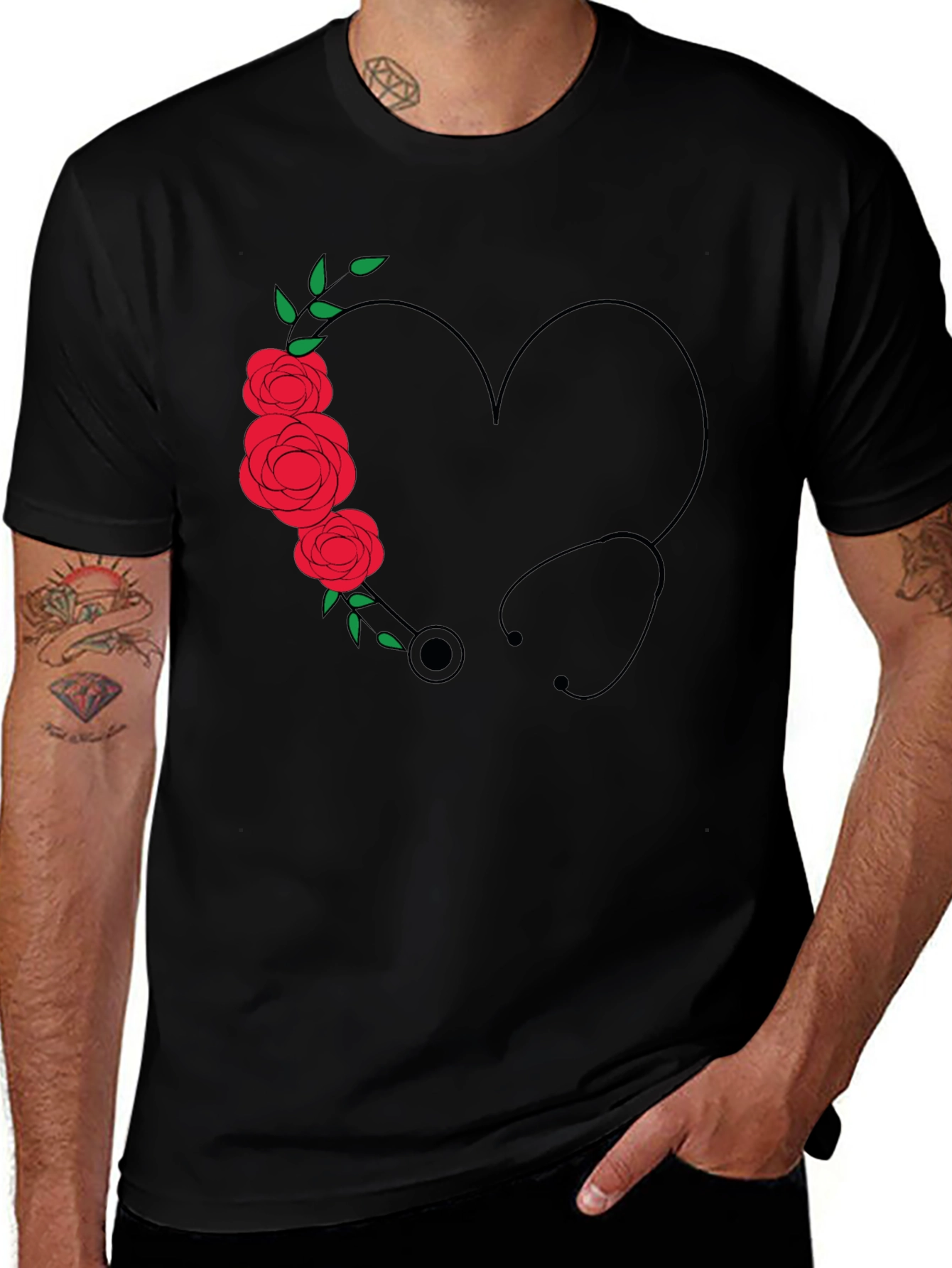 Floral Stethoscope Heart Tee
