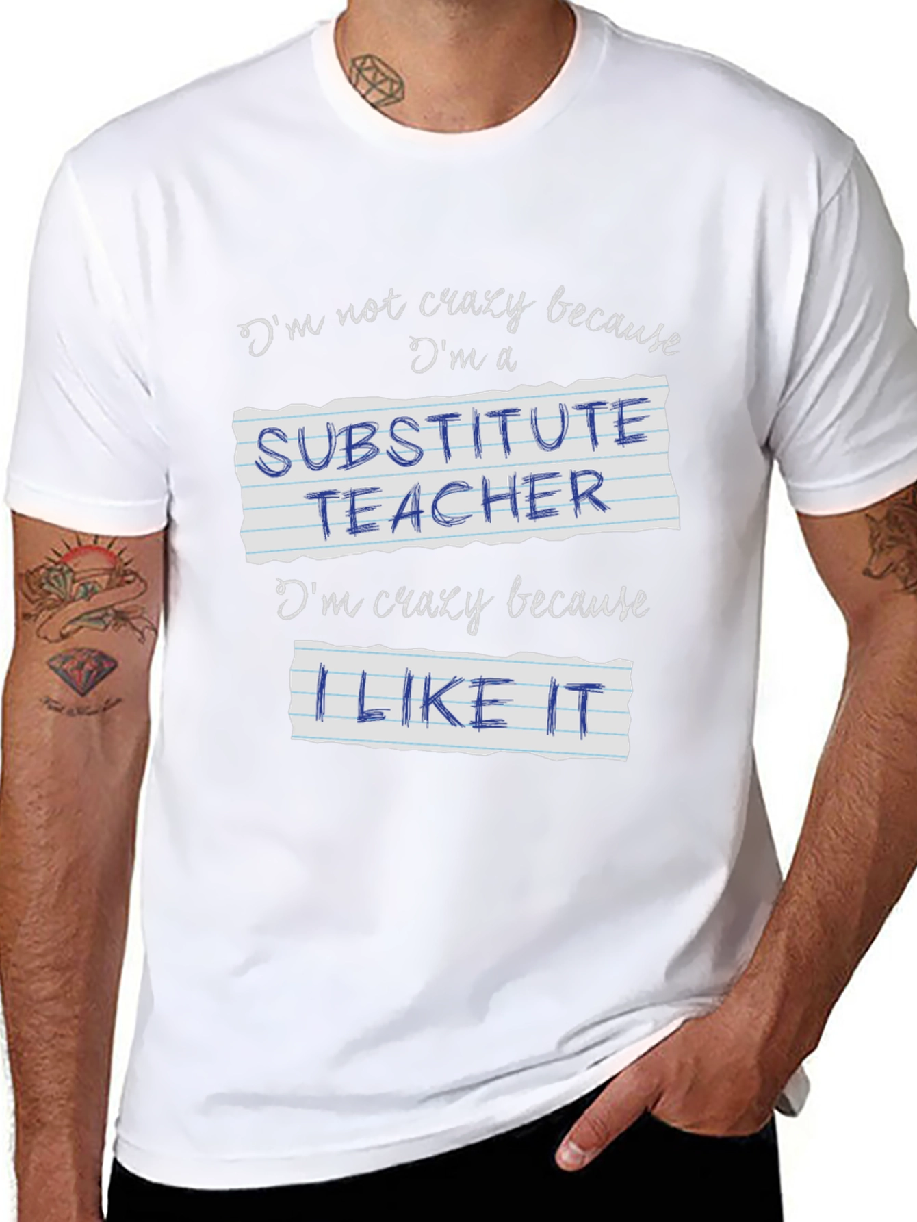 Crazy Substitute Teacher Black Graphic T-Shirt