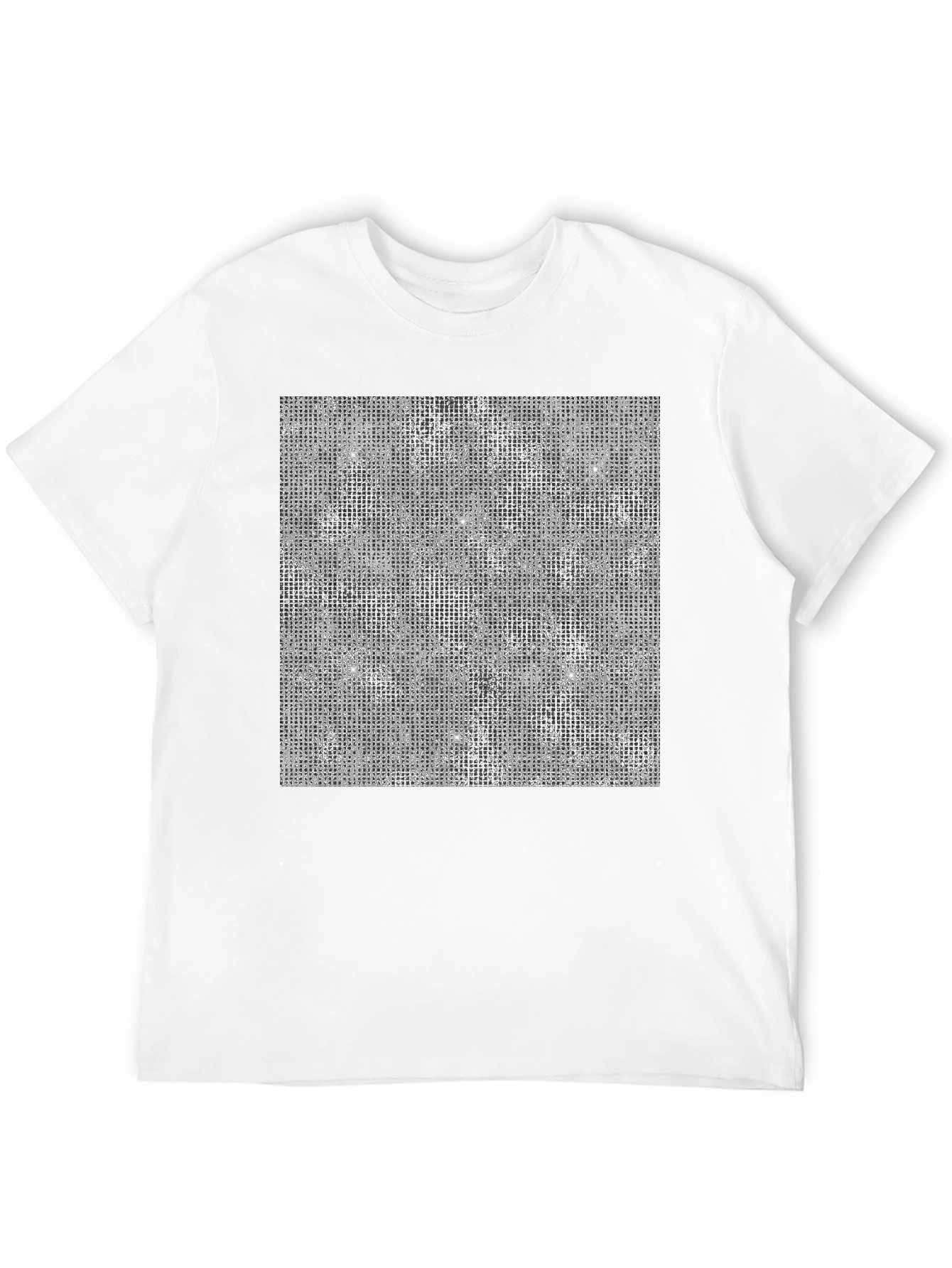 Modern Grid Pattern Black T-Shirt