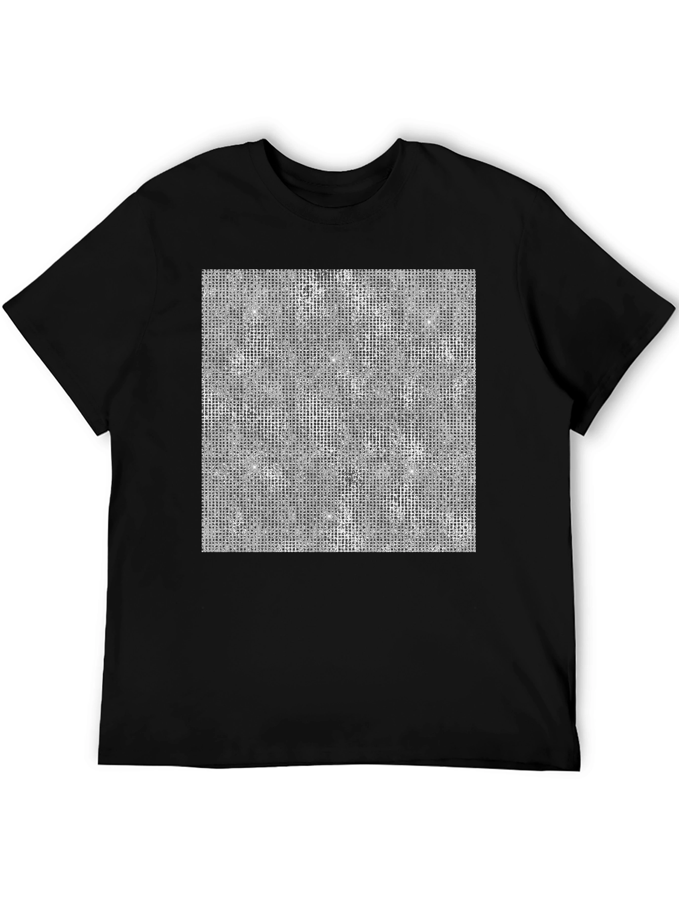 Modern Grid Pattern Black T-Shirt