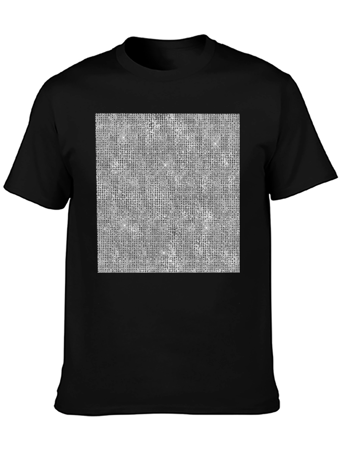 Modern Grid Pattern Black T-Shirt