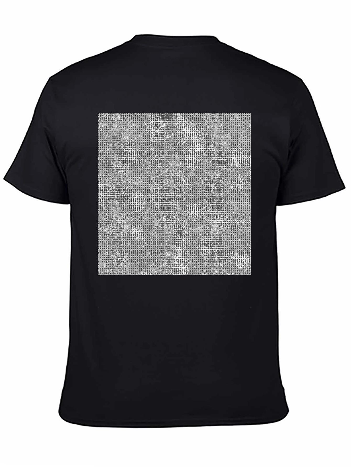Modern Grid Pattern Black T-Shirt