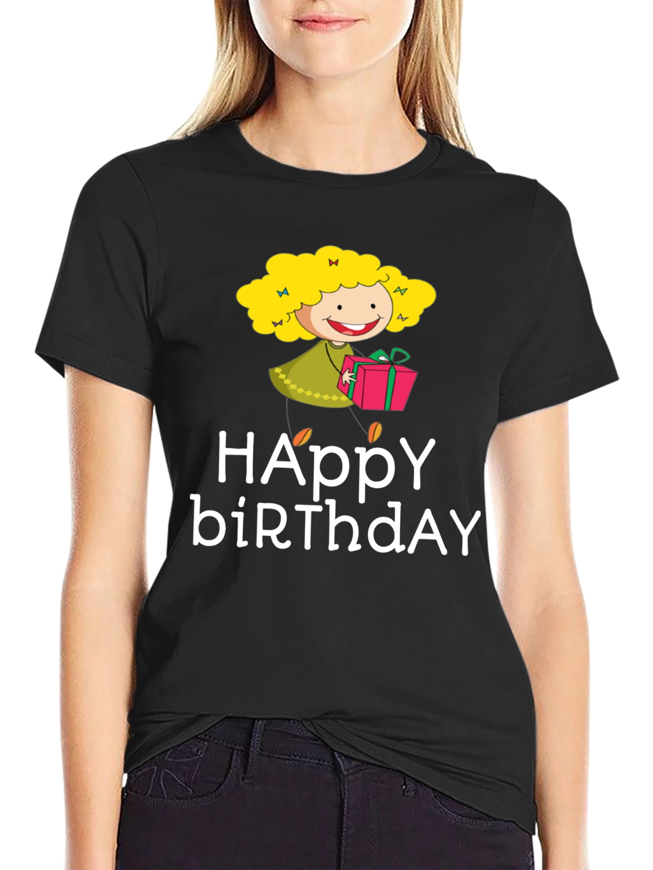 Happy Birthday Cartoon Graphic T-Shirt