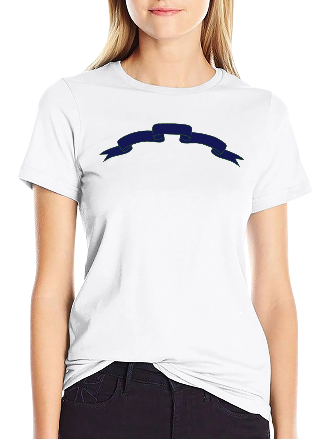 Mens Black T-Shirt with Blue Banner Graphic