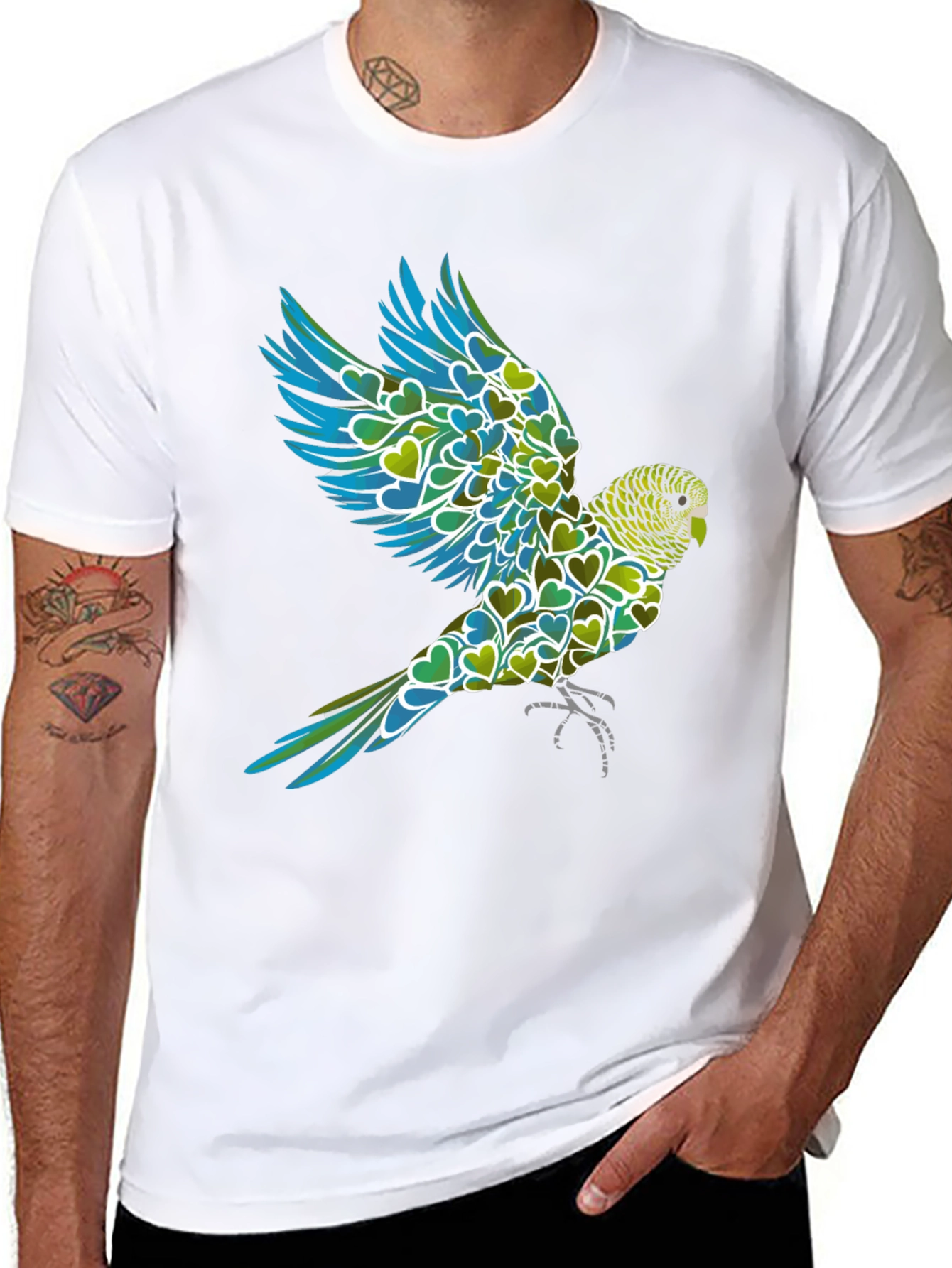 Parrot Heart T-Shirt - Mens Graphic Tee
