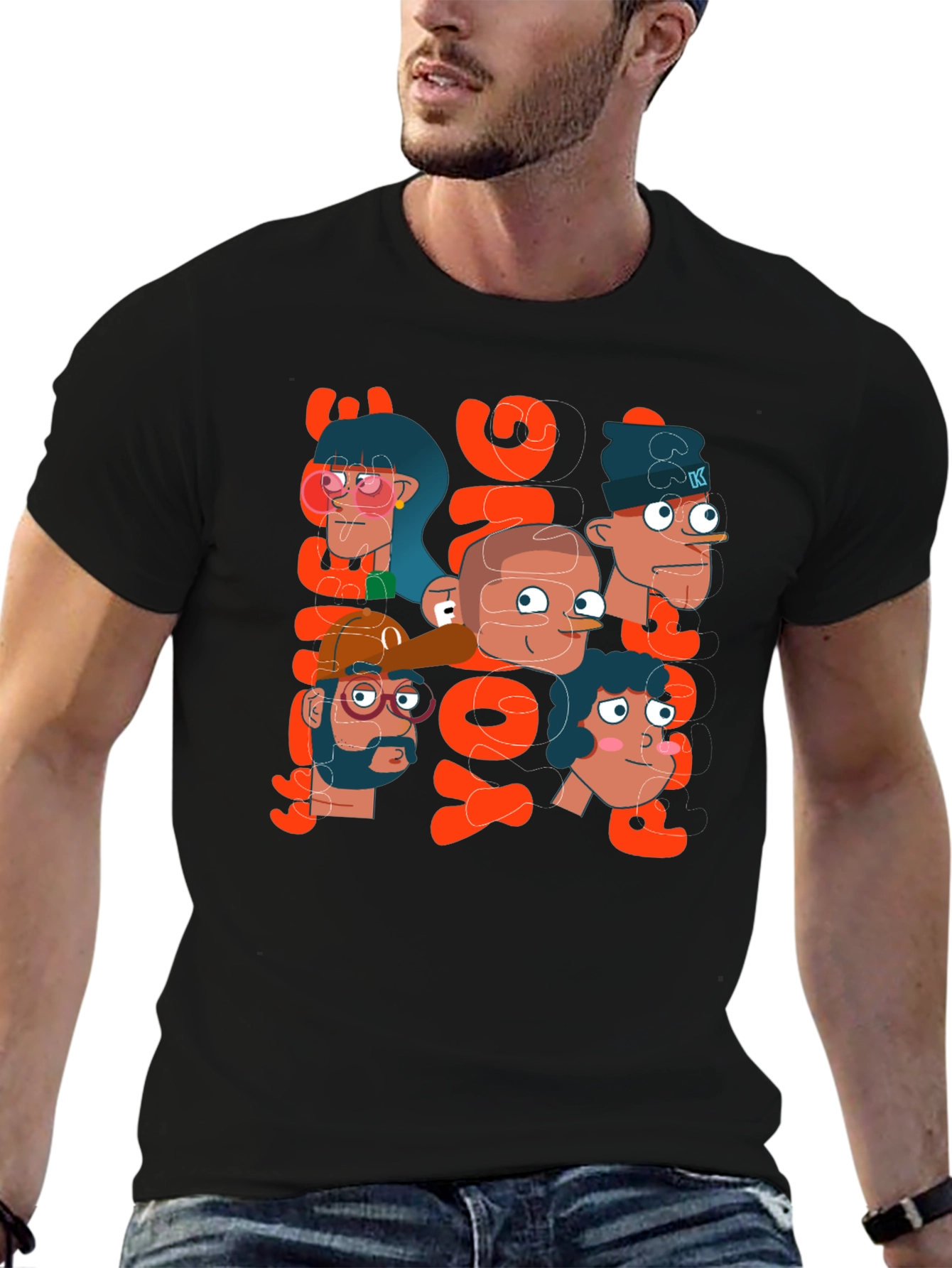 Cartoon Character Graphic Print Mens T-Shirt
