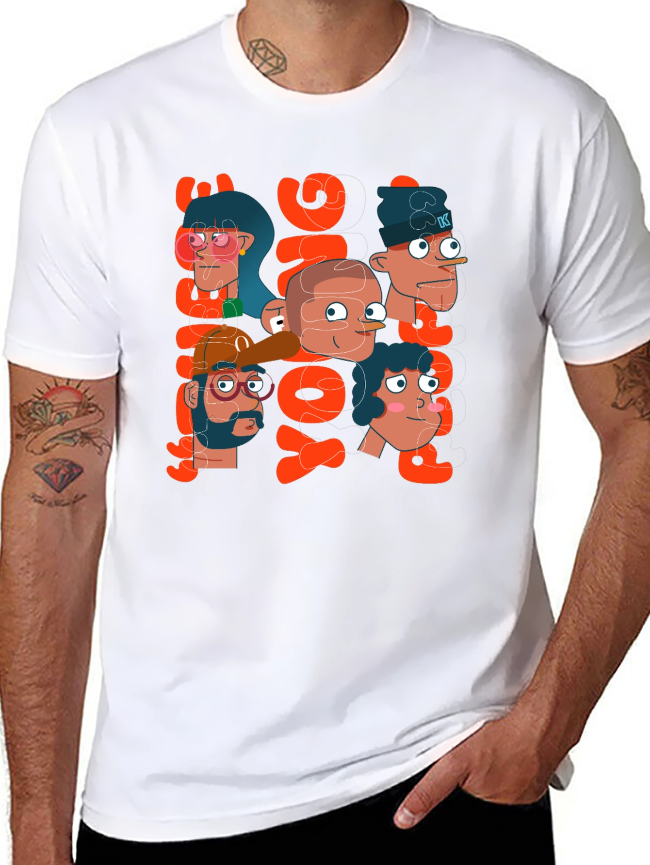 Cartoon Character Graphic Print Mens T-Shirt