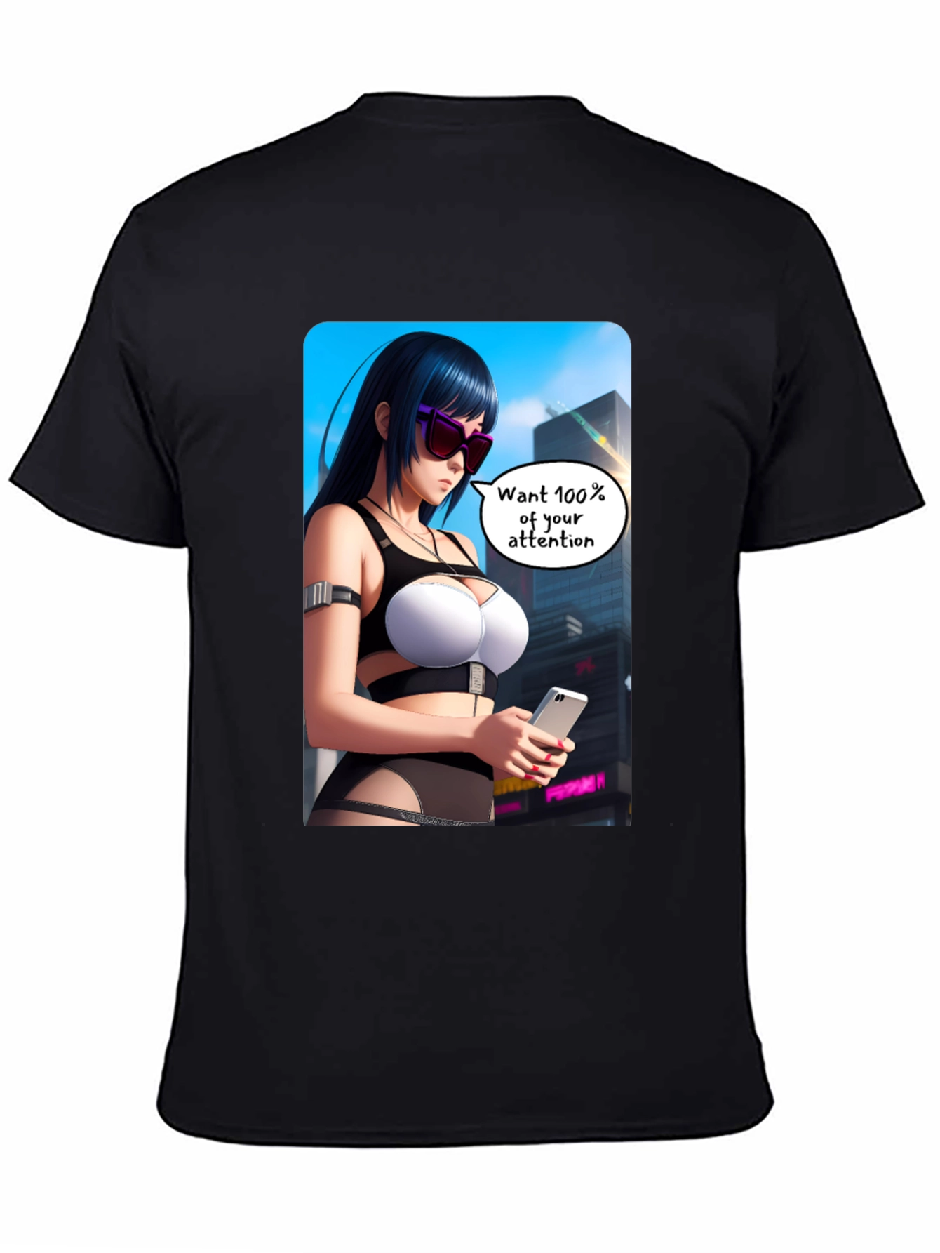 Anime Girl Graphic T-Shirt - 100% Attention