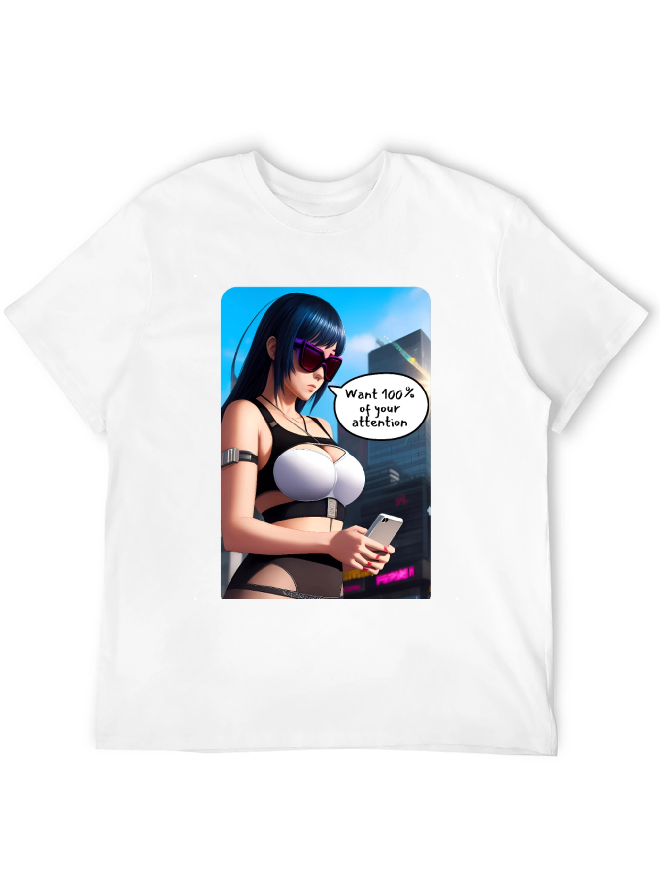 Anime Girl Graphic T-Shirt - 100% Attention