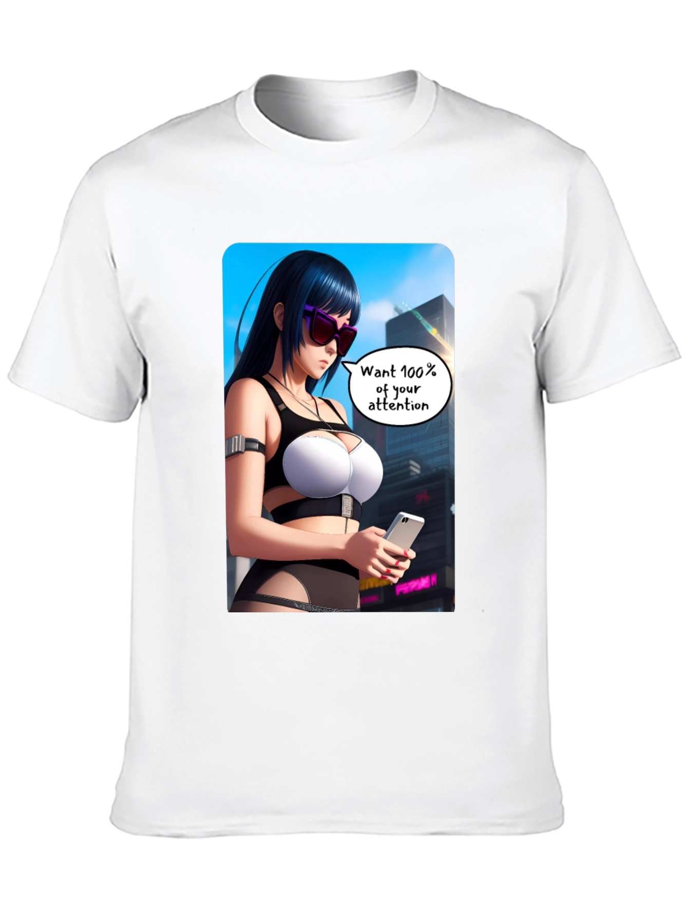 Anime Girl Graphic T-Shirt - 100% Attention