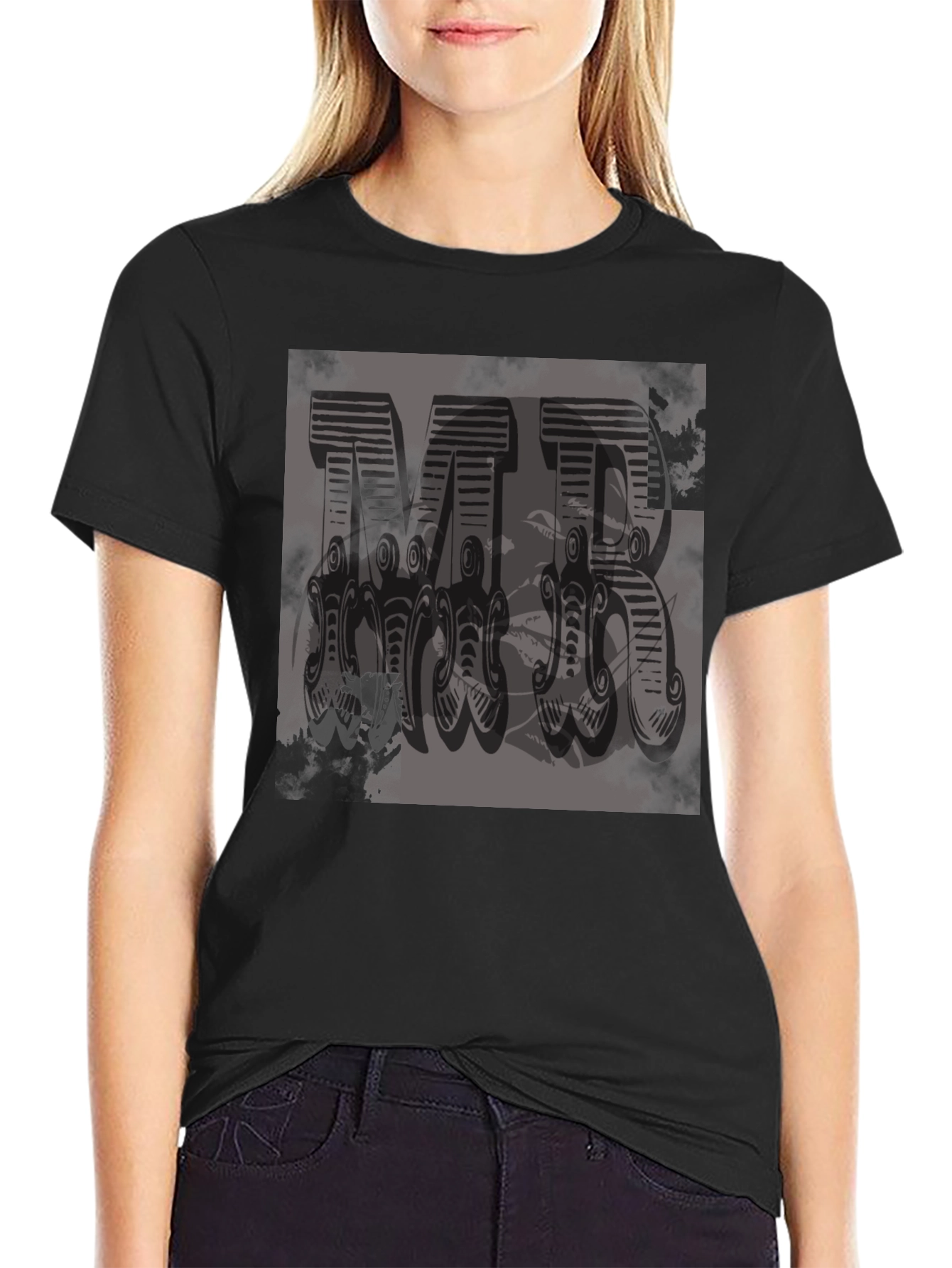 MR Graphic Print Black T-Shirt