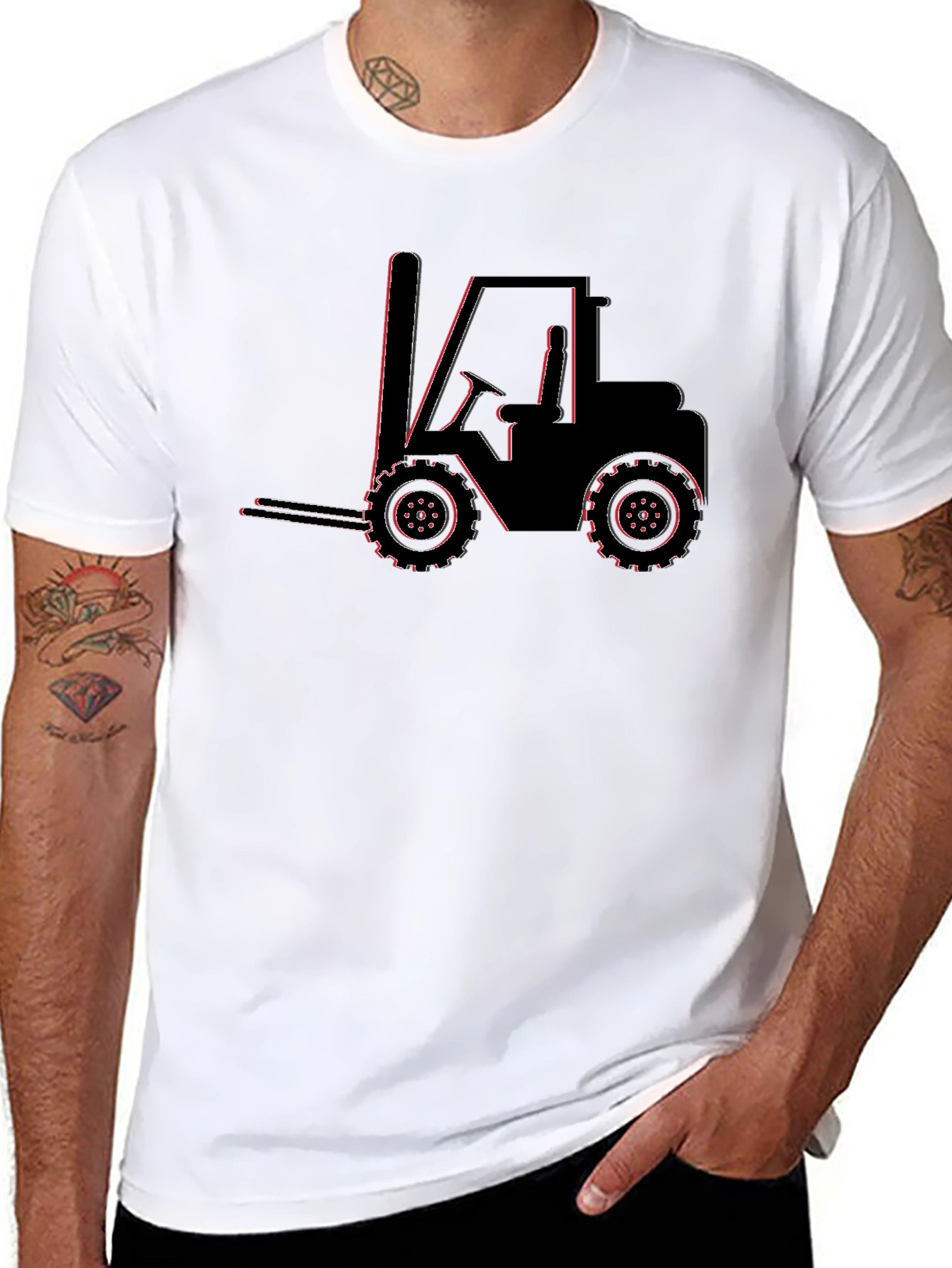 Forklift Graphic Tee - Black Cotton Blend