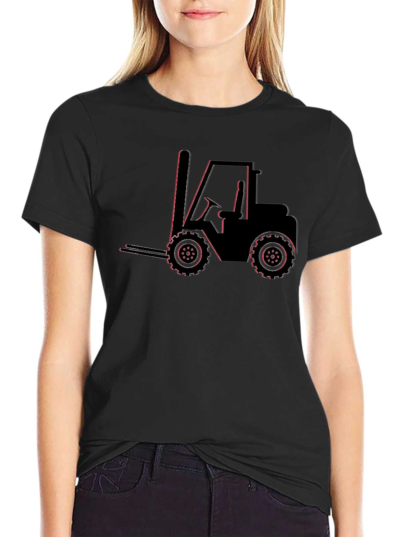 Forklift Graphic Tee - Black Cotton Blend