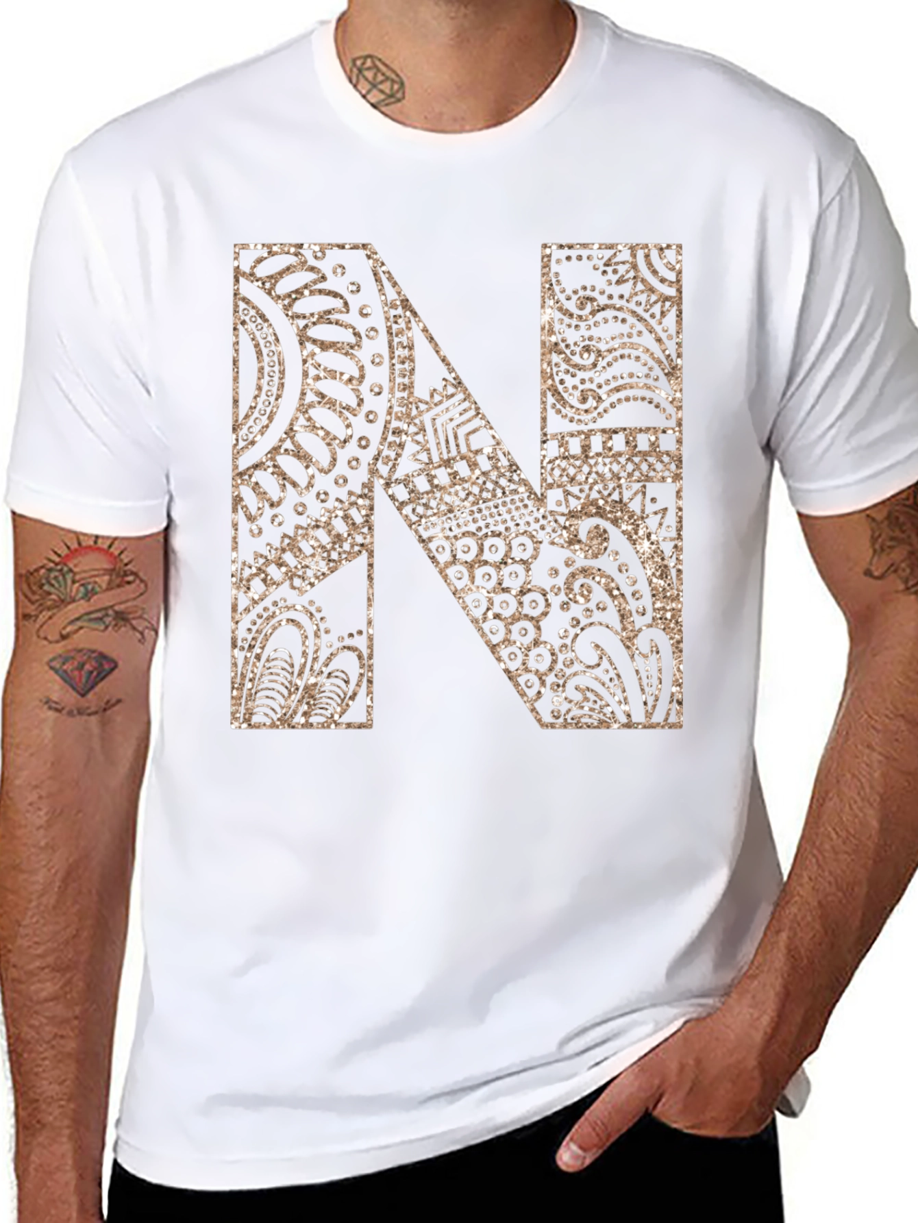 Letter N Graphic Tee - Black