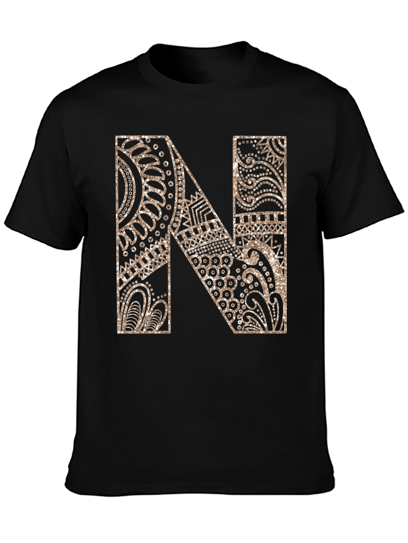 Letter N Graphic Tee - Black