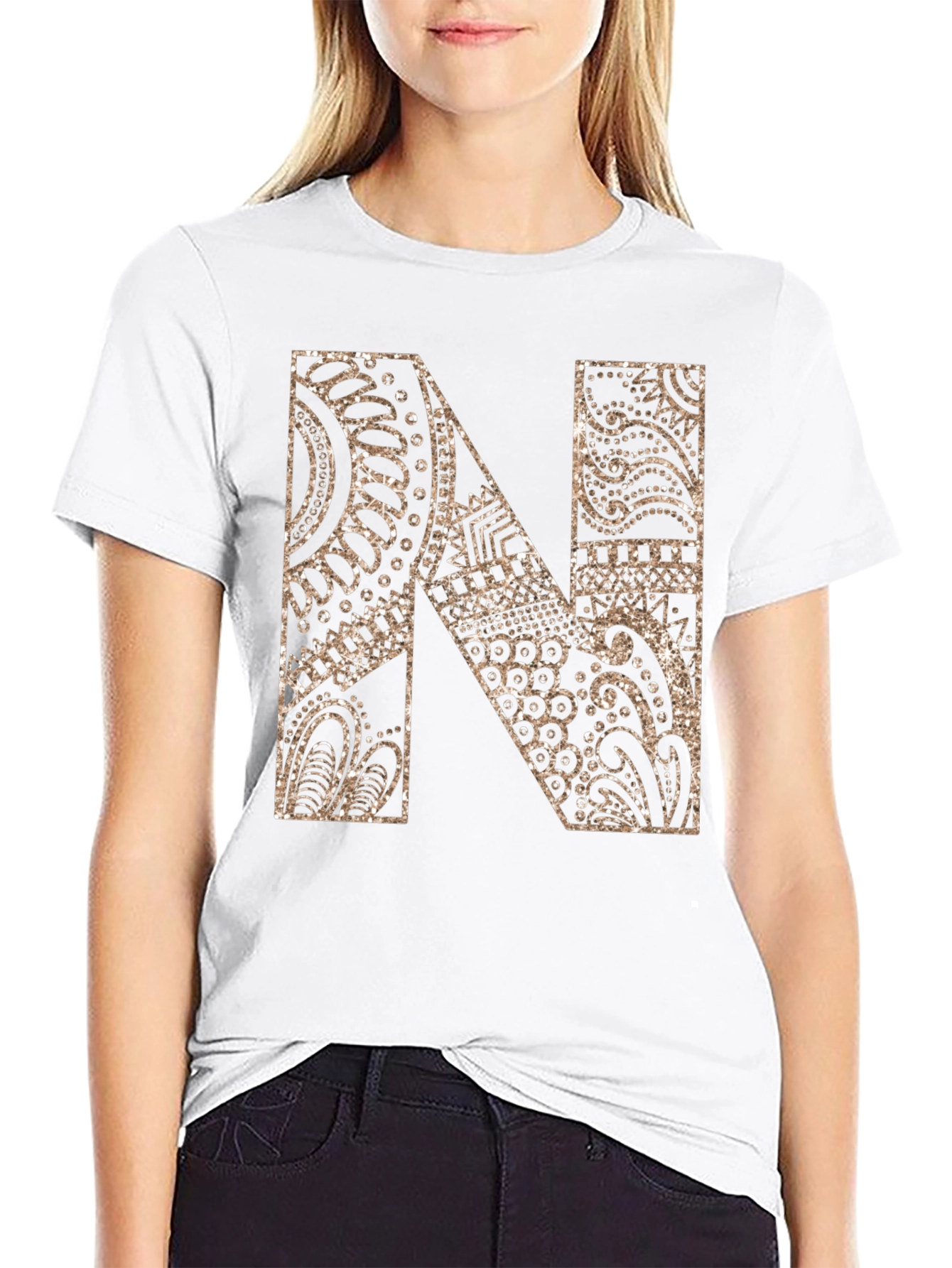 Letter N Graphic Tee - Black