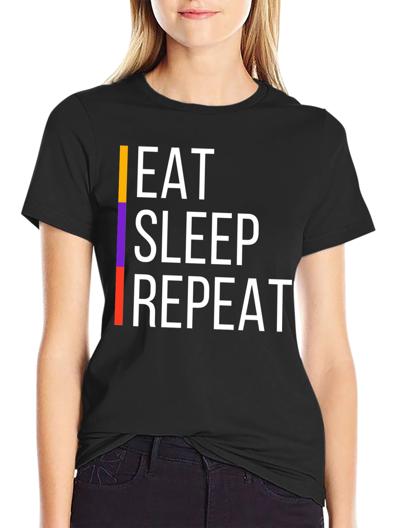 Eat Sleep Repeat Graphic Tee - Black