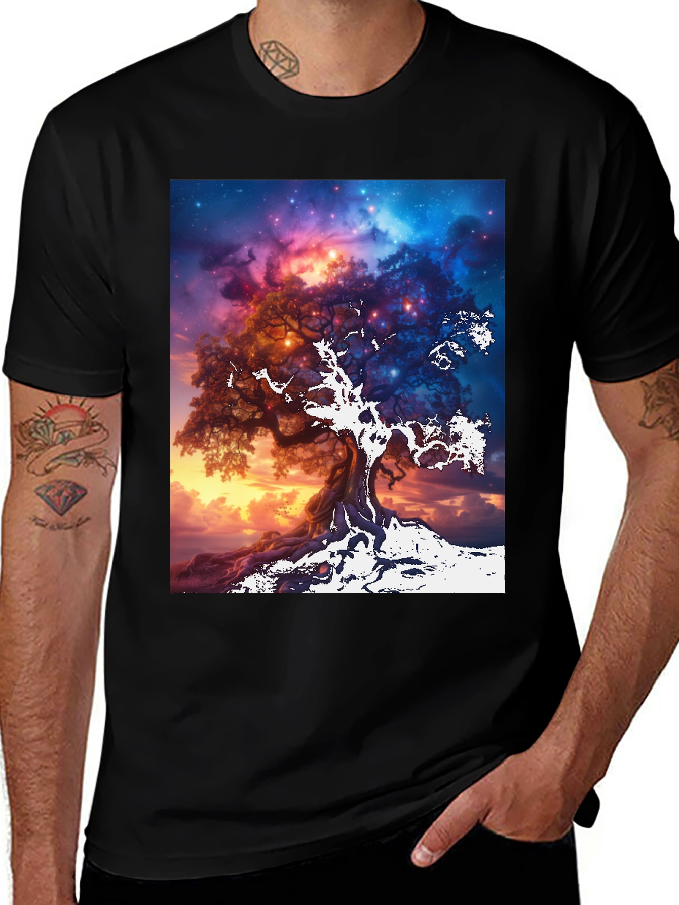 Mystic Tree Graphic Tee - Unisex Black T-Shirt