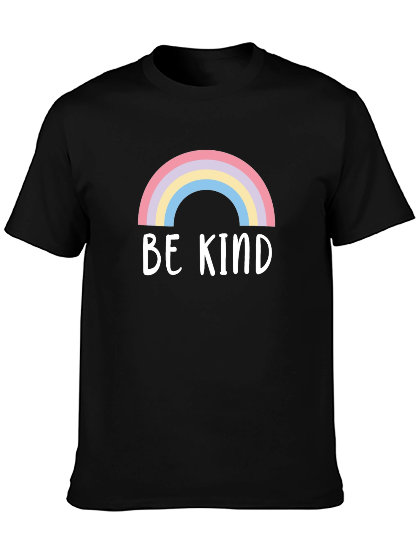 Be Kind Rainbow Graphic Tee - Black Cotton T-Shirt