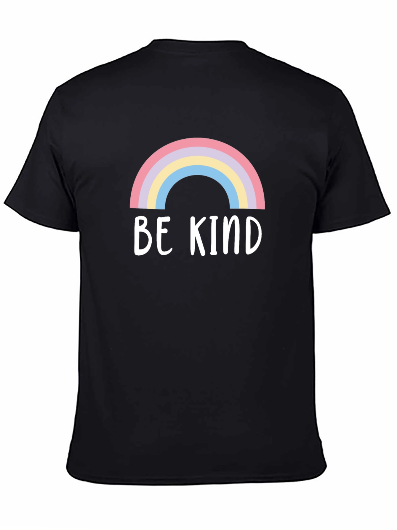 Be Kind Rainbow Graphic Tee - Black Cotton T-Shirt