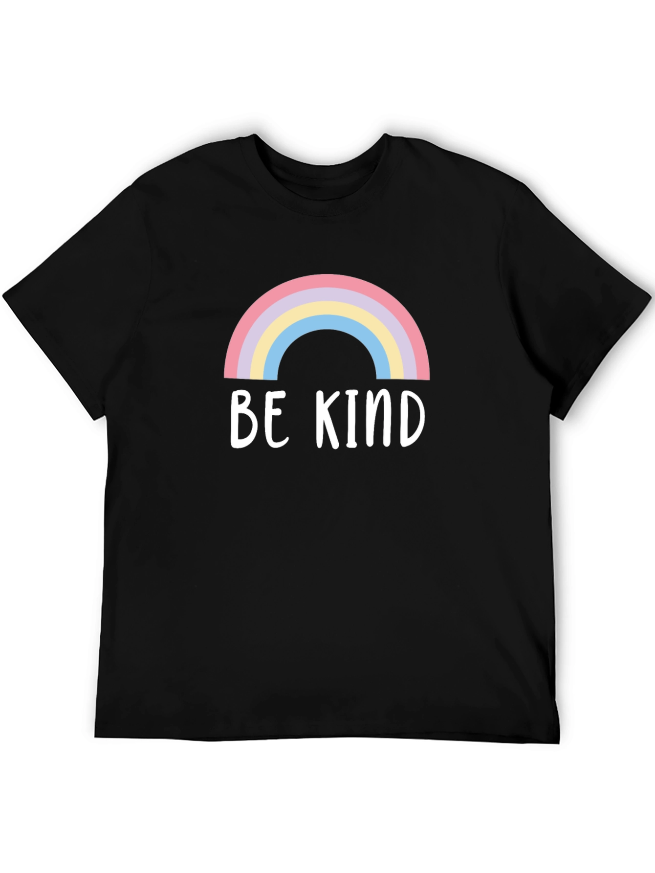 Be Kind Rainbow Graphic Tee - Black Cotton T-Shirt