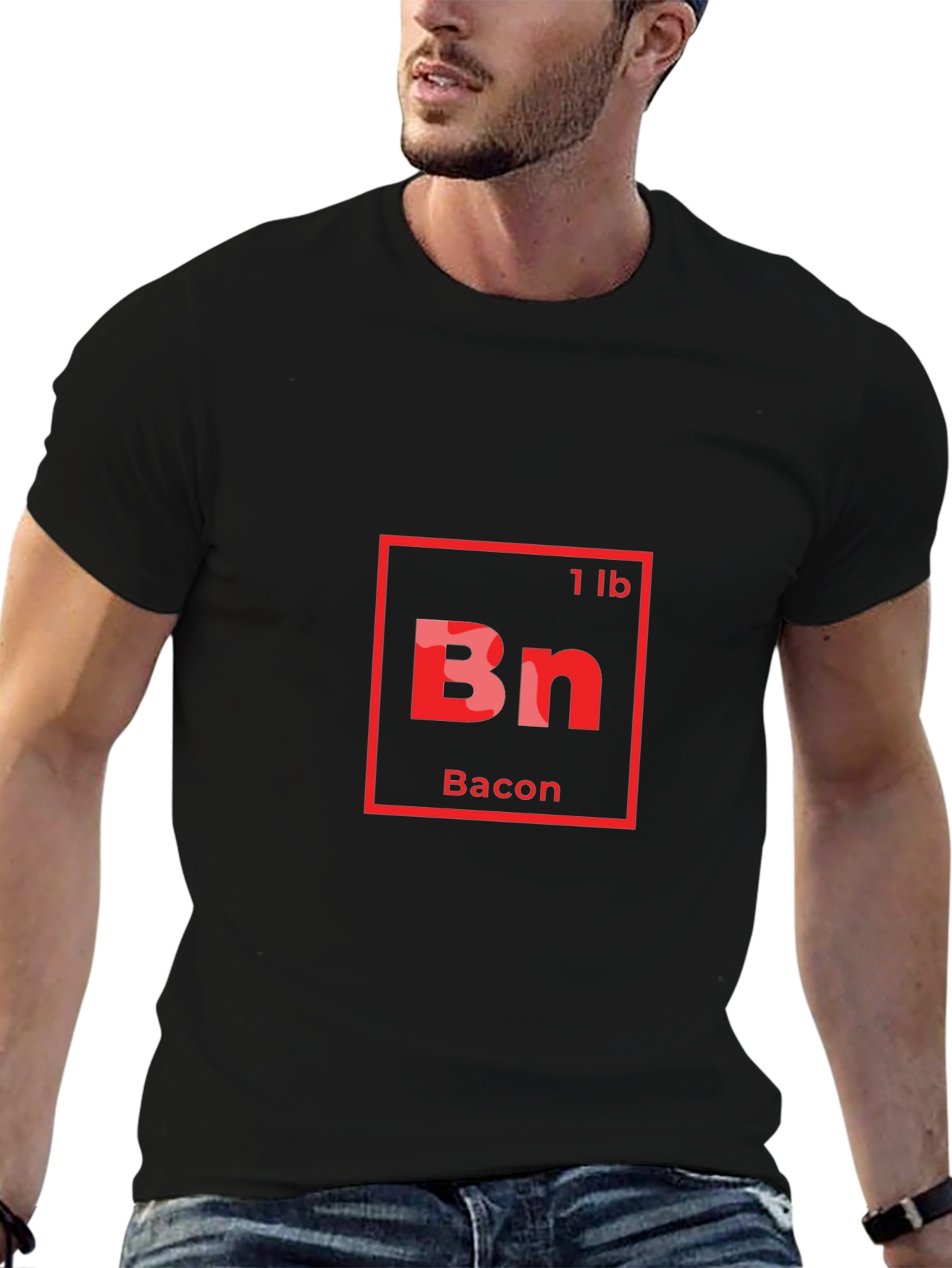 Bacon Periodic Table Style Mens Black T-Shirt