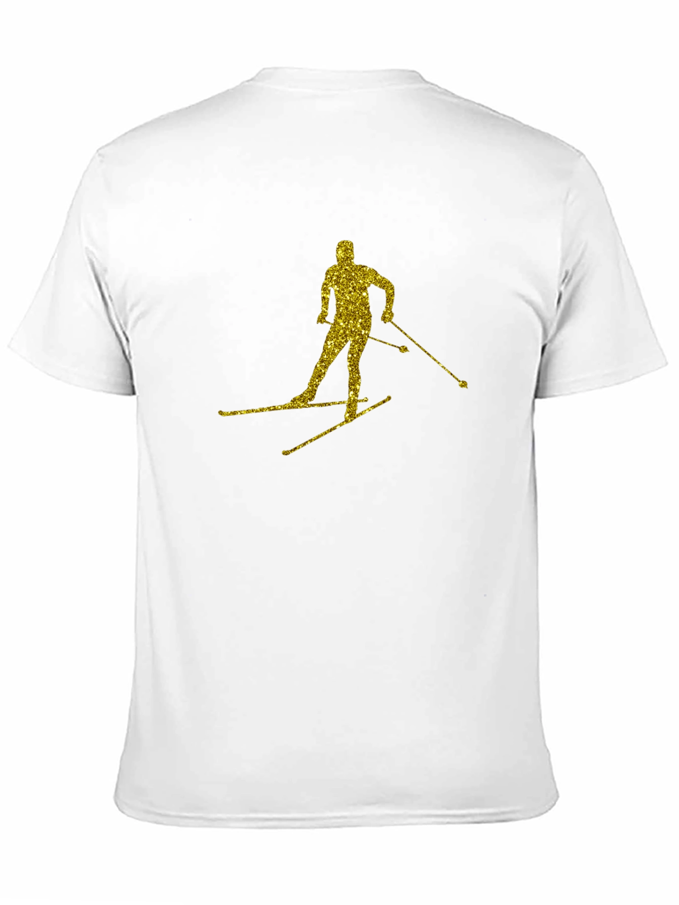 Gold Glitter Skier Black T-Shirt