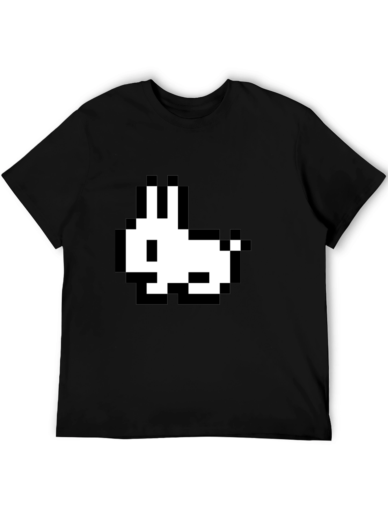 Pixel Rabbit Black T-Shirt - Retro Gaming Style
