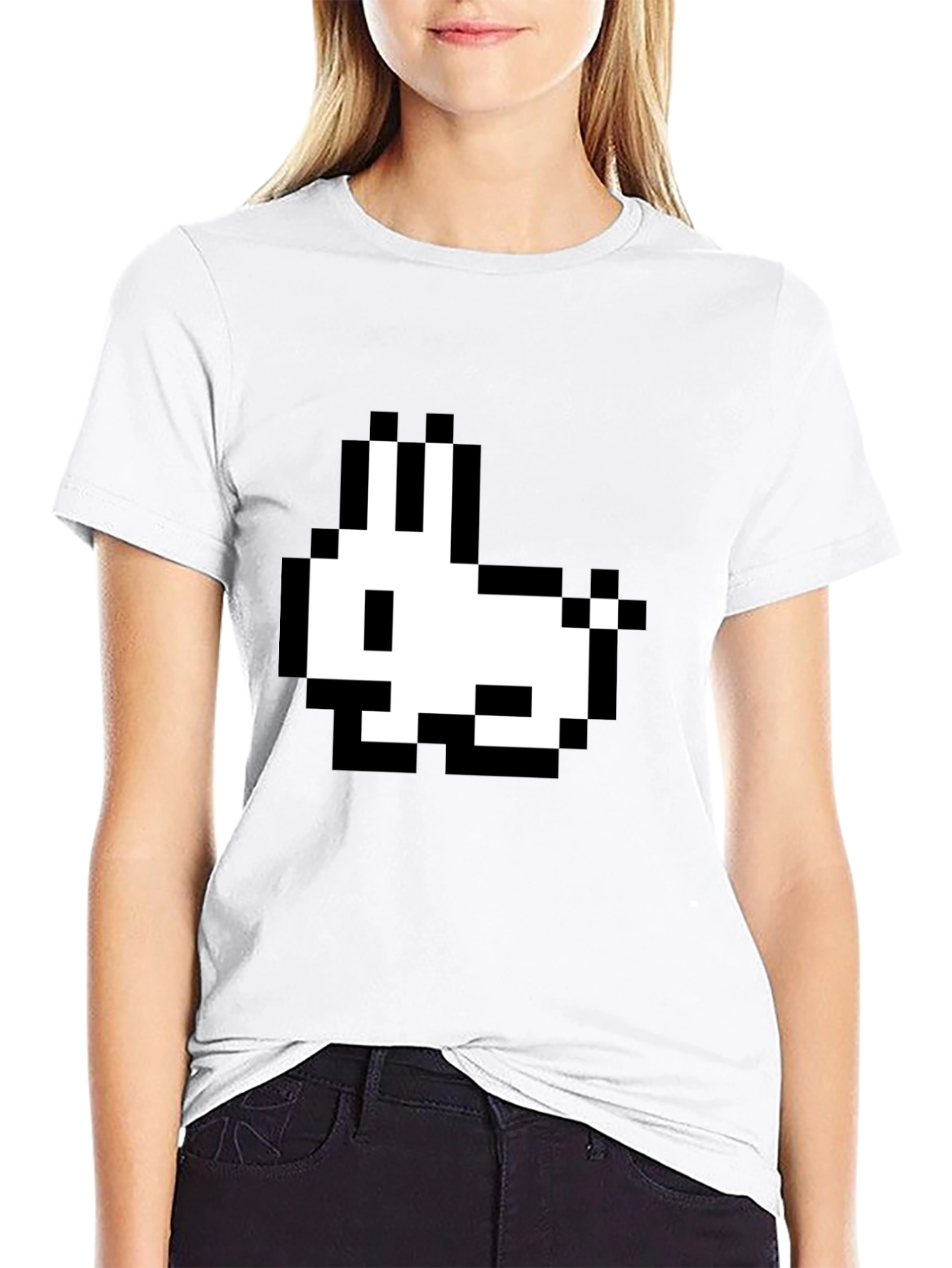 Pixel Rabbit Black T-Shirt - Retro Gaming Style