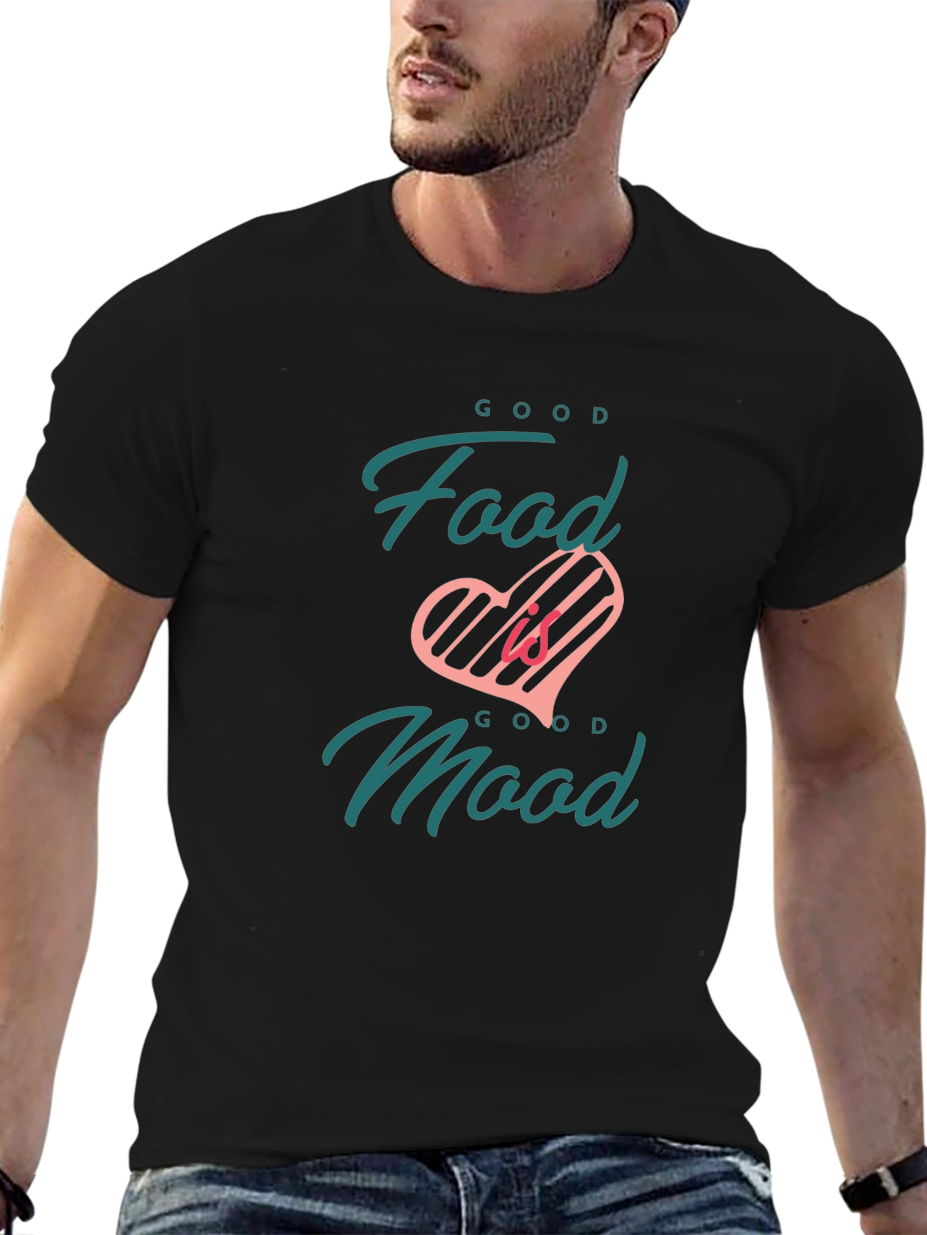 Good Food Good Mood Black Graphic Tee