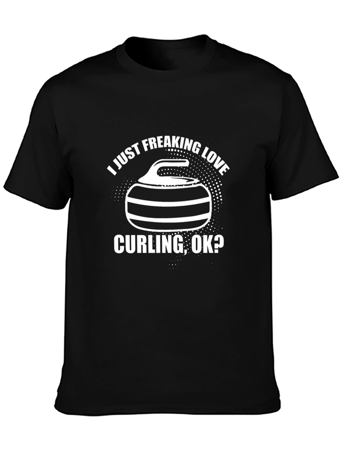 Curling Love Graphic Tee - Black Cotton T-Shirt