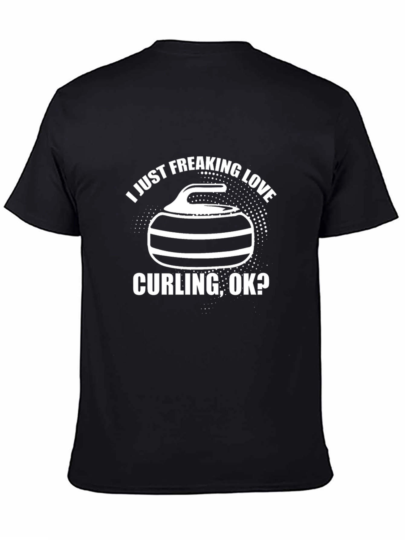 Curling Love Graphic Tee - Black Cotton T-Shirt