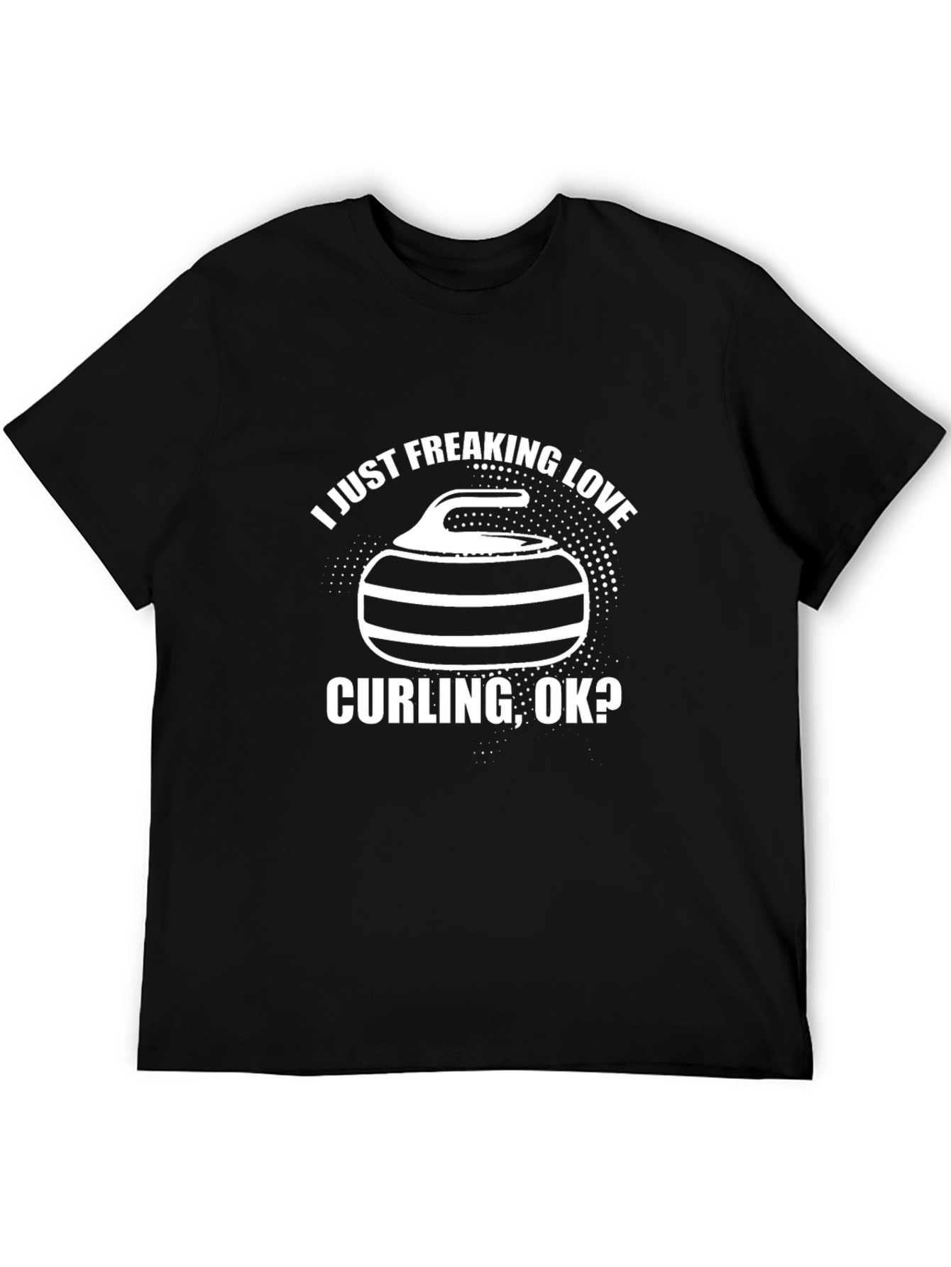 Curling Love Graphic Tee - Black Cotton T-Shirt