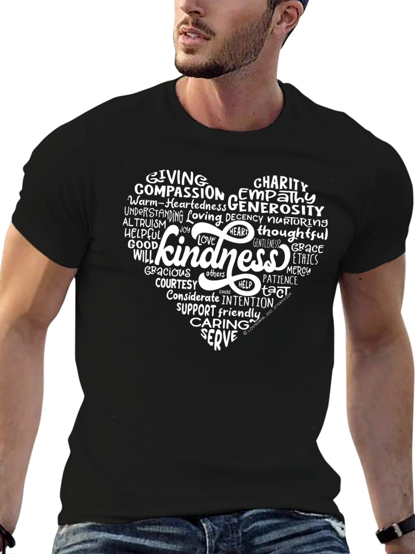 Kindness Heart Graphic Tee - Black
