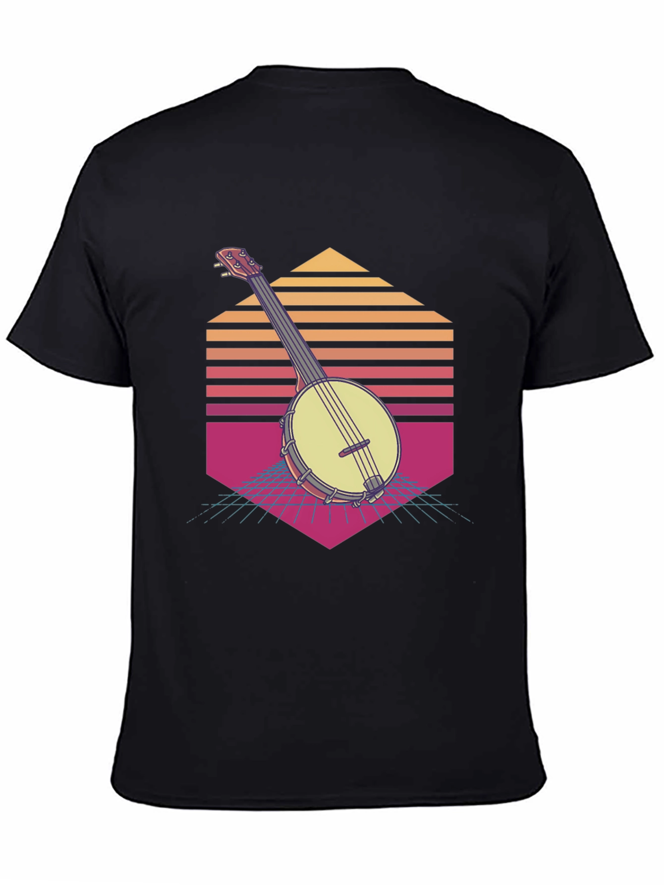 Retro Banjo Sunset T-Shirt - Musical Vibes