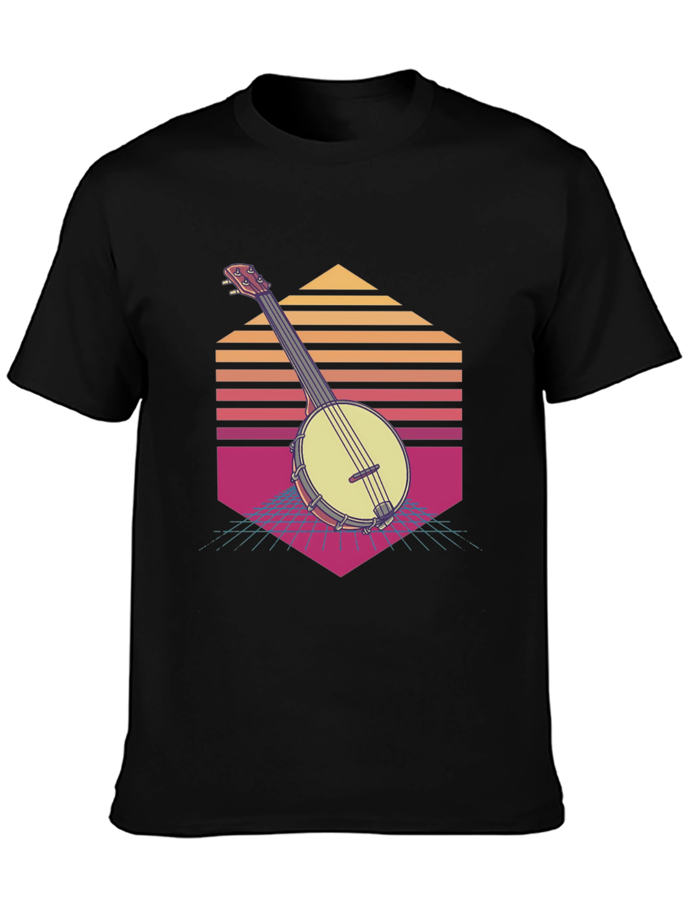 Retro Banjo Sunset T-Shirt - Musical Vibes