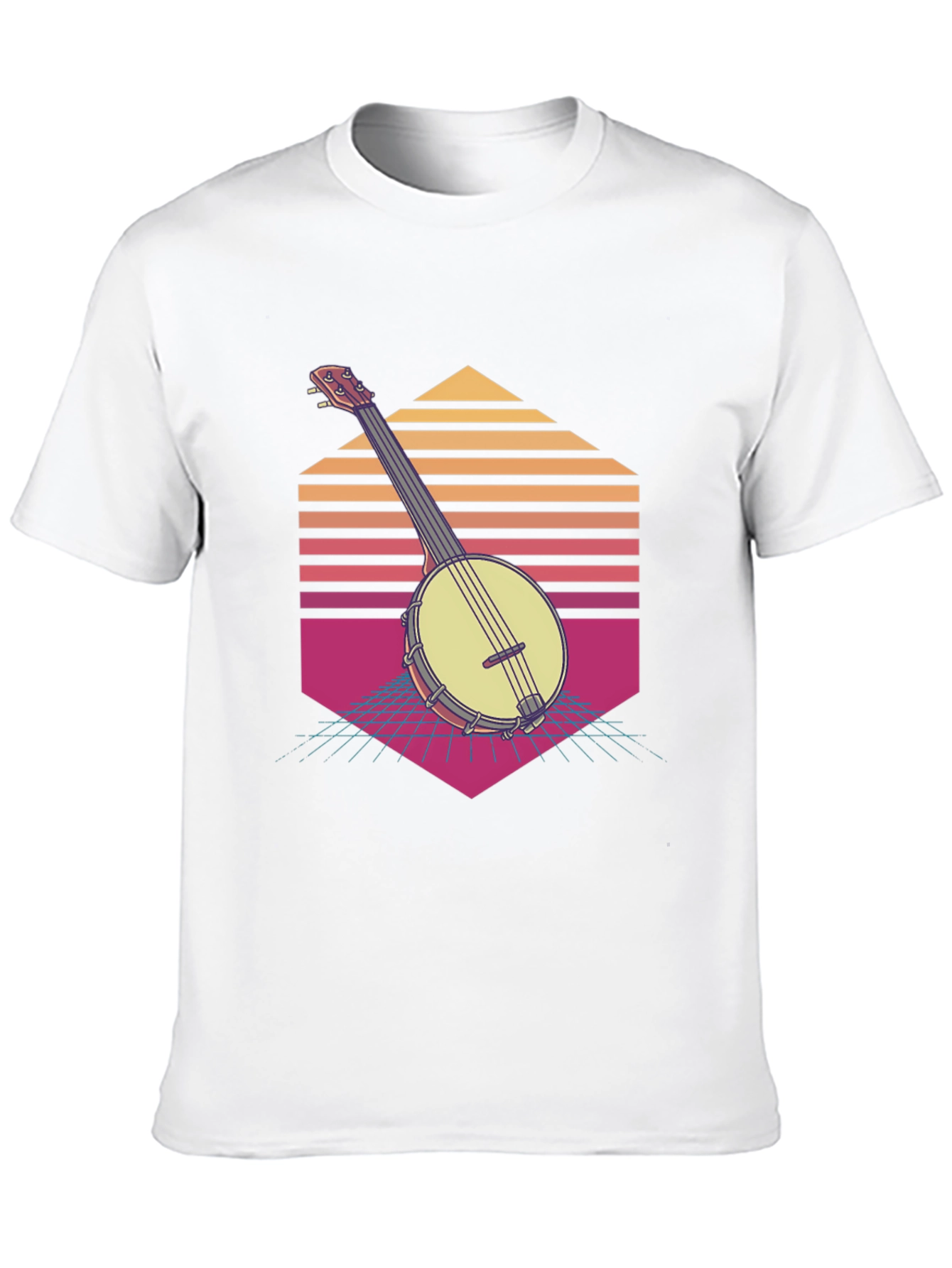 Retro Banjo Sunset T-Shirt - Musical Vibes