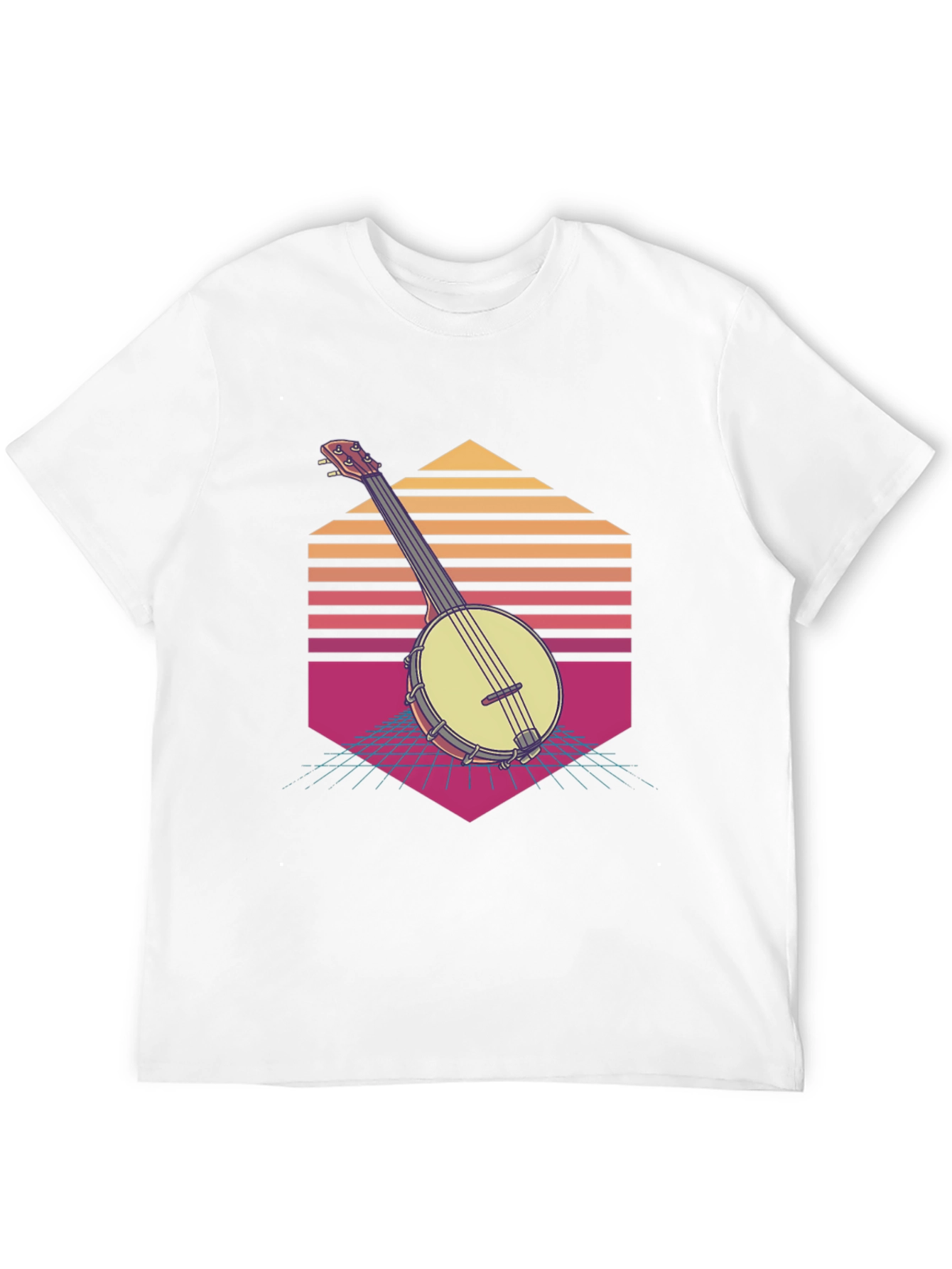 Retro Banjo Sunset T-Shirt - Musical Vibes