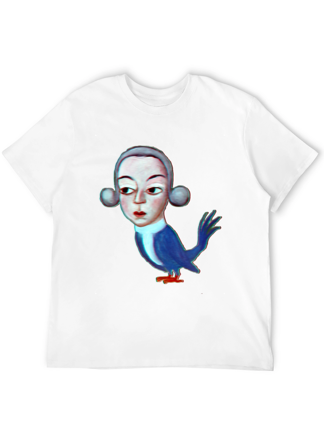 Unique Bird Man Graphic Print Black T-Shirt