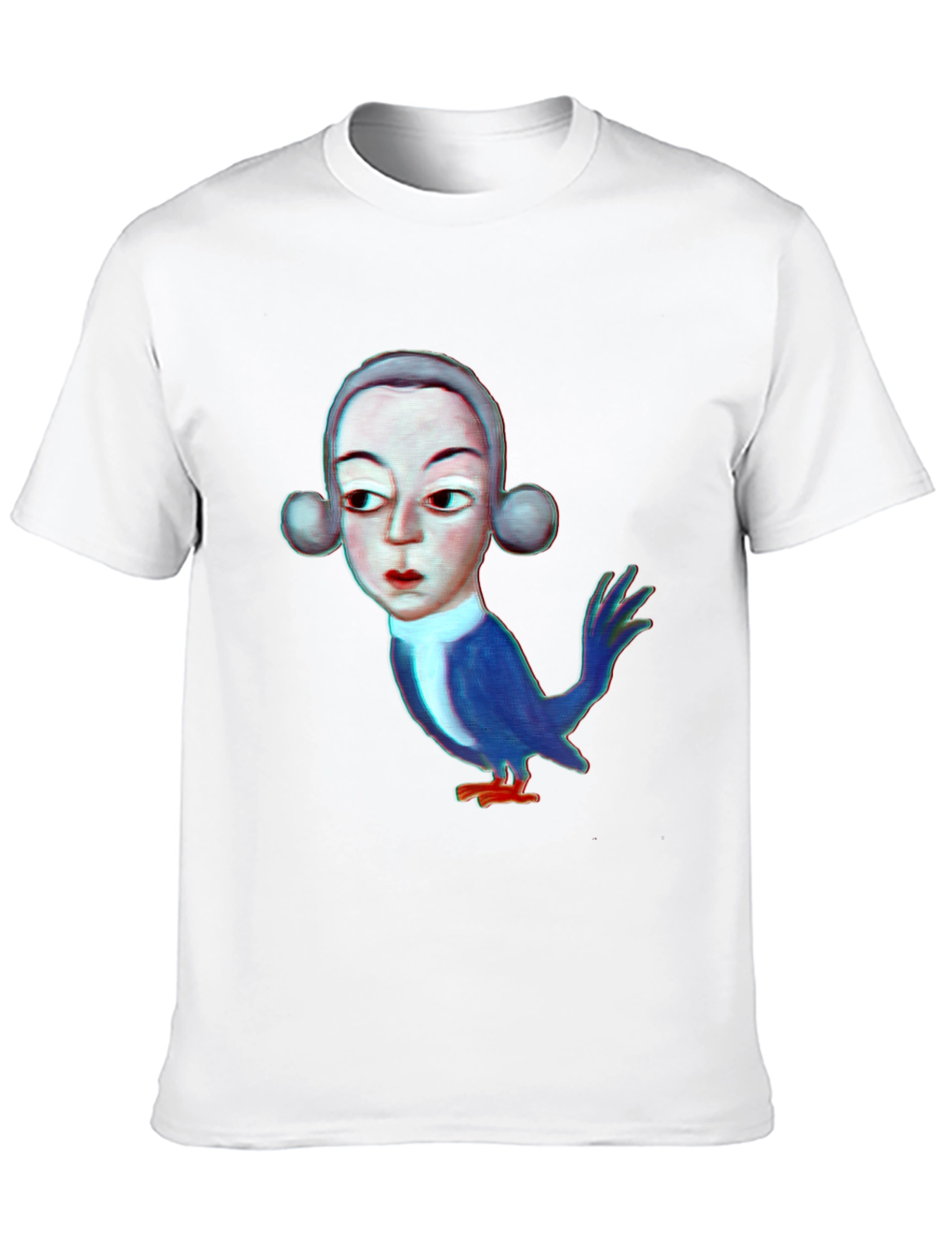 Unique Bird Man Graphic Print Black T-Shirt