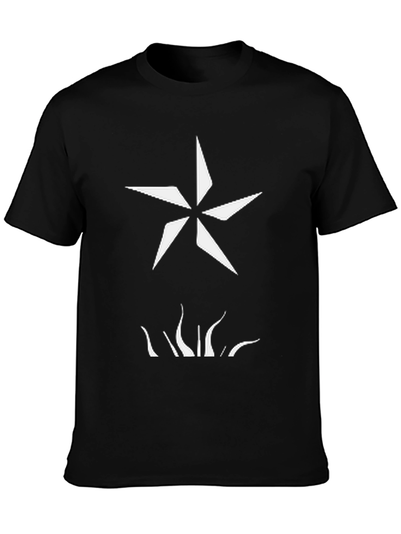 Star Flame Graphic Tee - Stylish Black Cotton T-Shirt