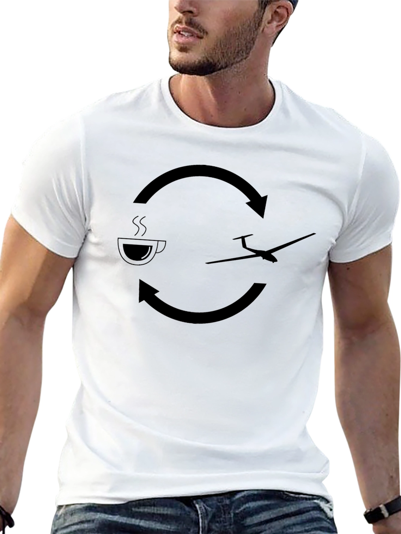 Coffee & Gliding Cycle Black T-Shirt