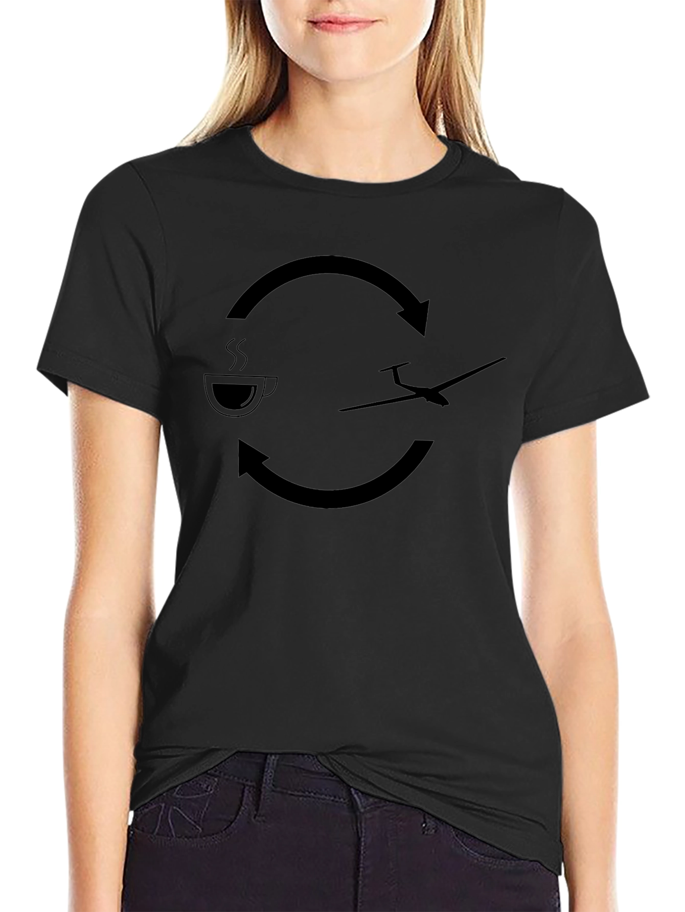 Coffee & Gliding Cycle Black T-Shirt