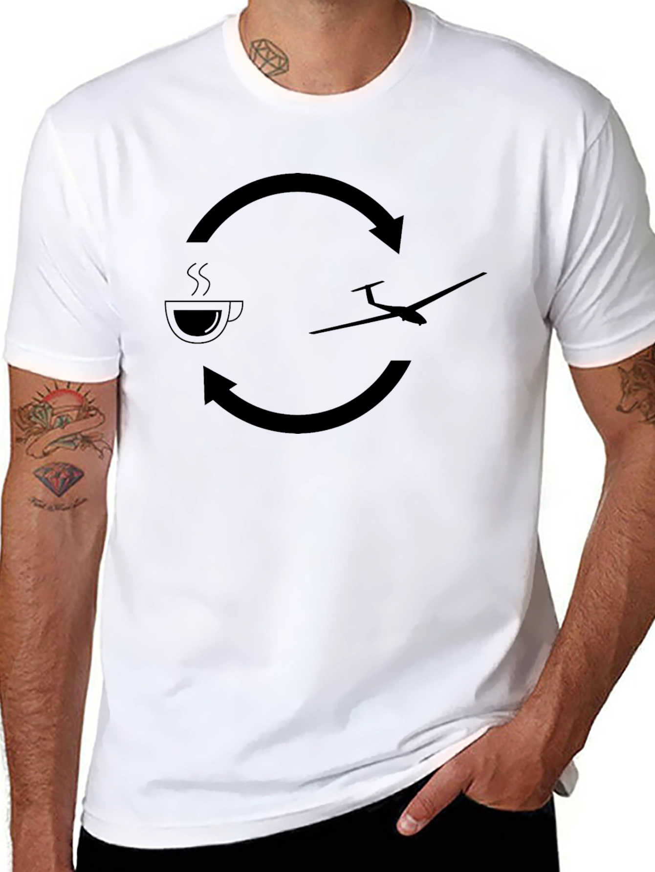 Coffee & Gliding Cycle Black T-Shirt